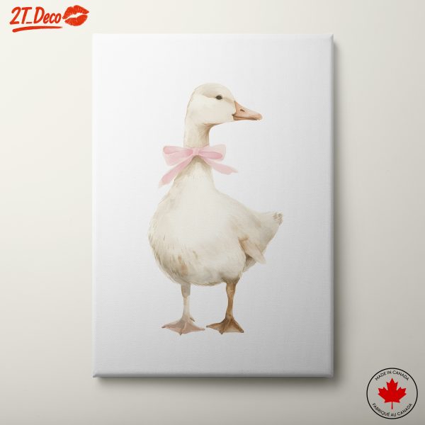 Whimsical Duck with Pink Bow