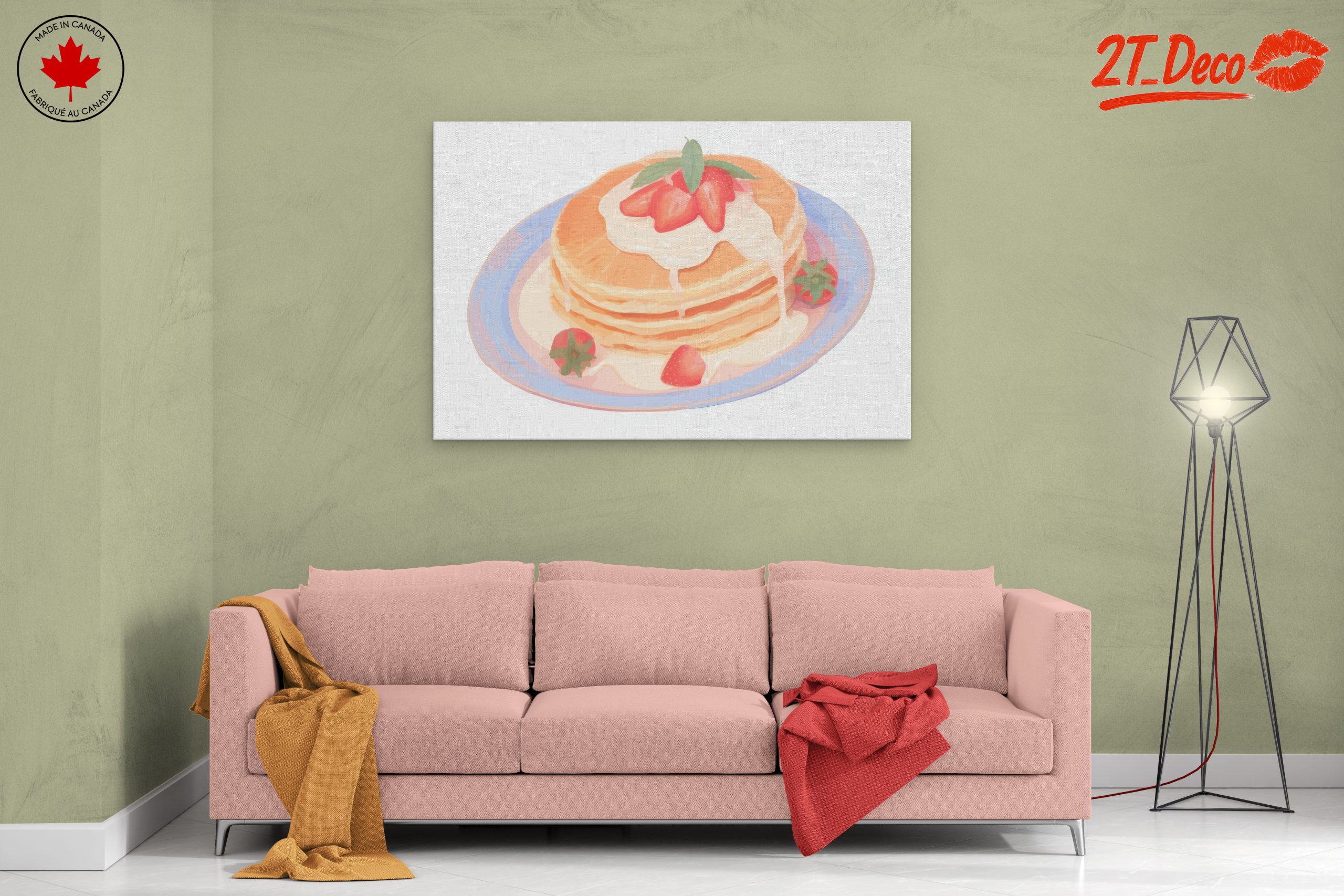 Stylized Pancakes with Strawberries Art - Image 2