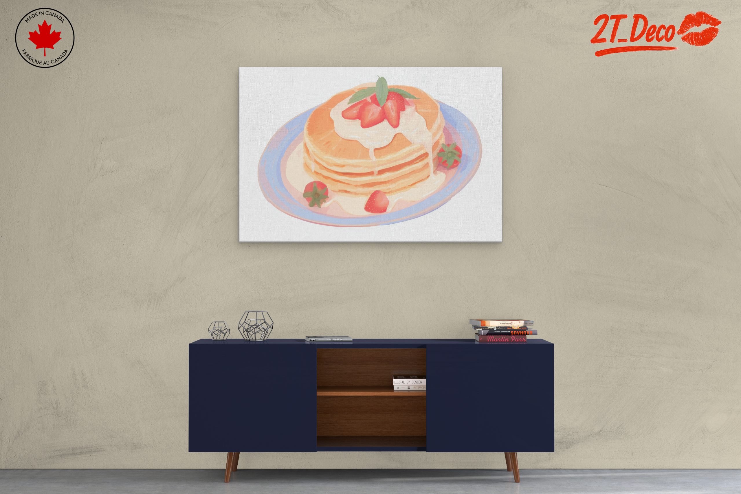 Stylized Pancakes with Strawberries Art - Image 3