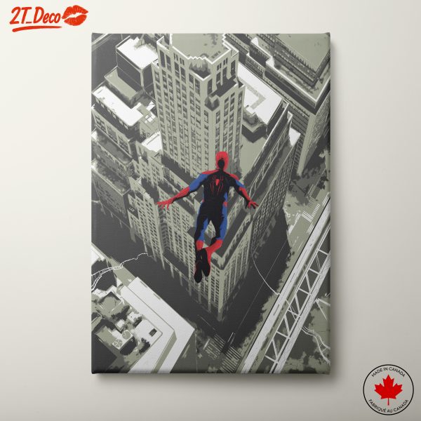 Spider-Man Flying Above Cityscape