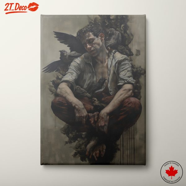 Emotive Portrait of a Man with Birds