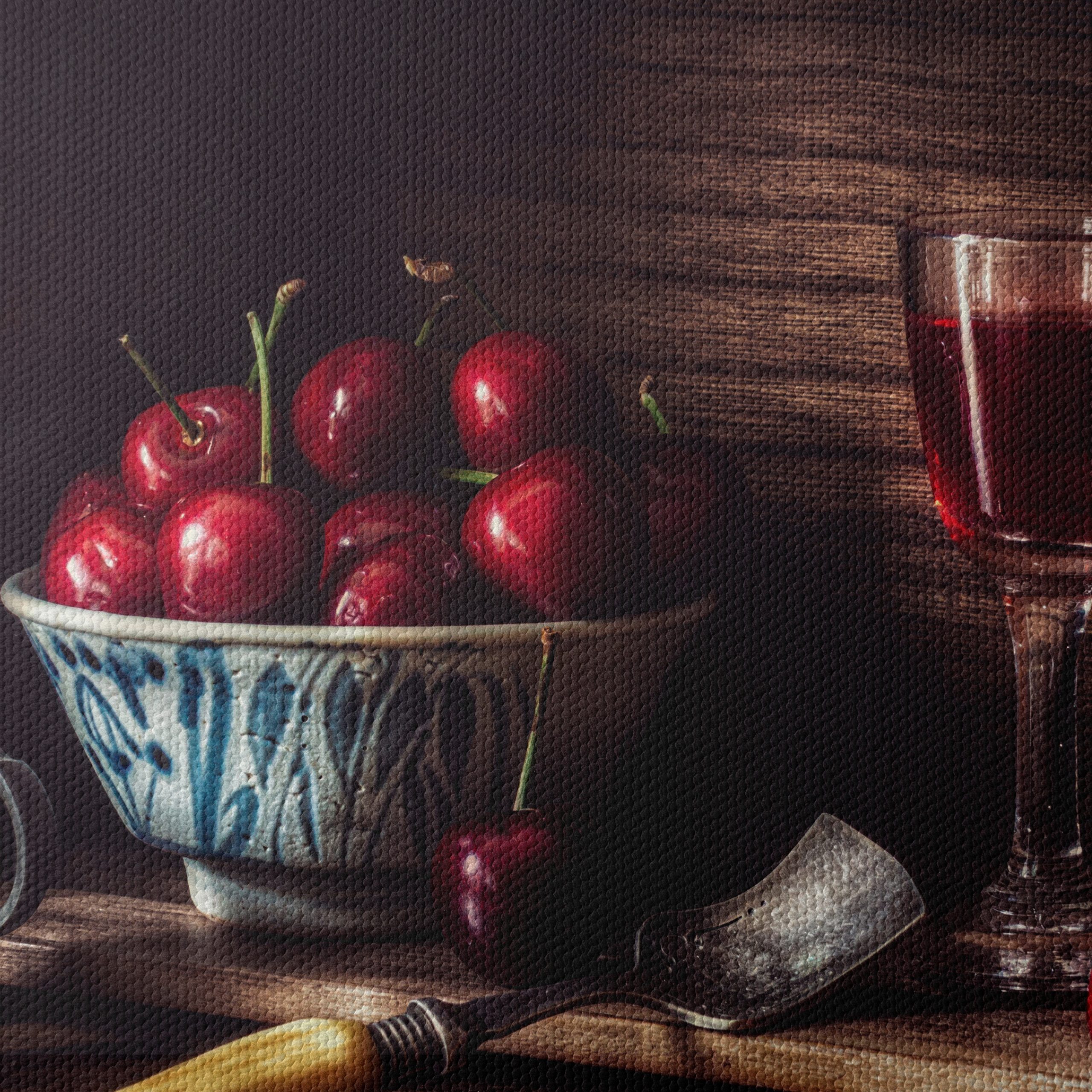 Elegant Still Life of Cherries and Glassware - Image 4