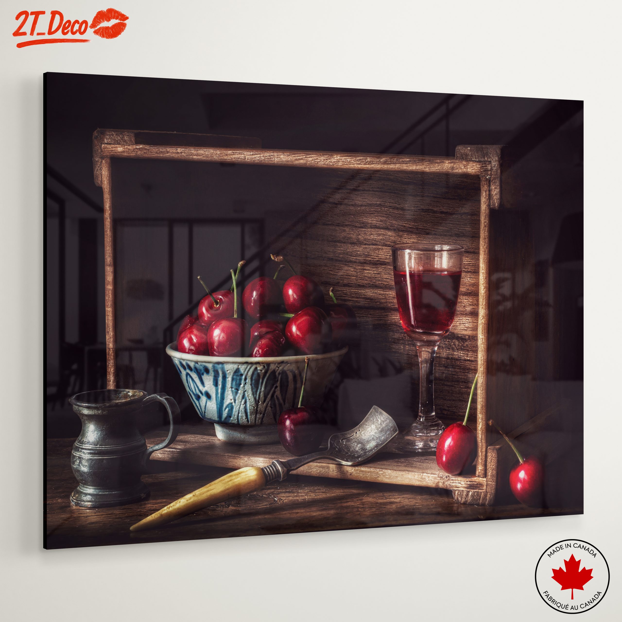 Elegant Still Life of Cherries and Glassware - Image 6