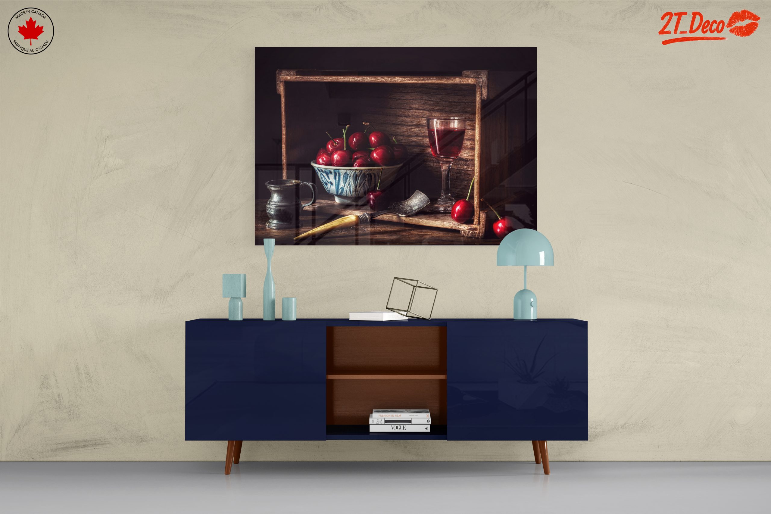 Elegant Still Life of Cherries and Glassware - Image 8