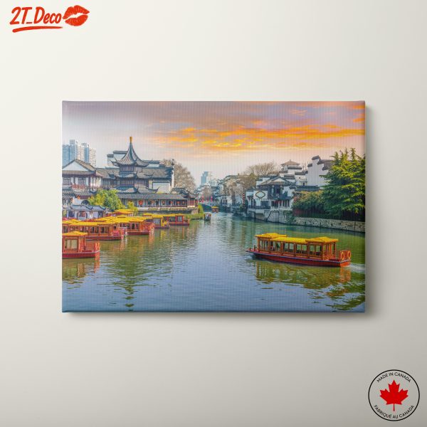 Tranquil River Landscape with Traditional Architecture