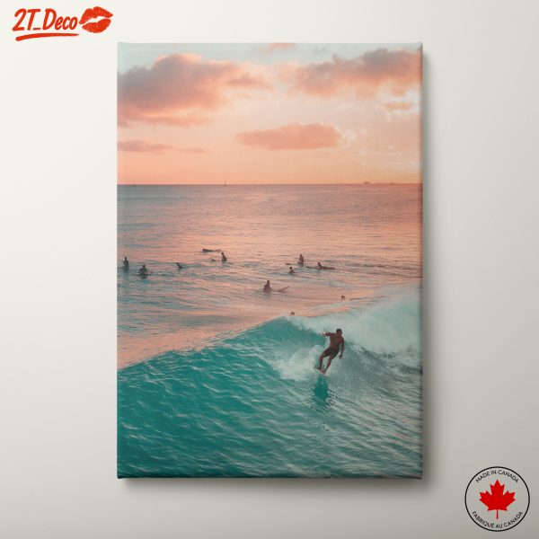 Dynamic Surfing Scene at Sunset