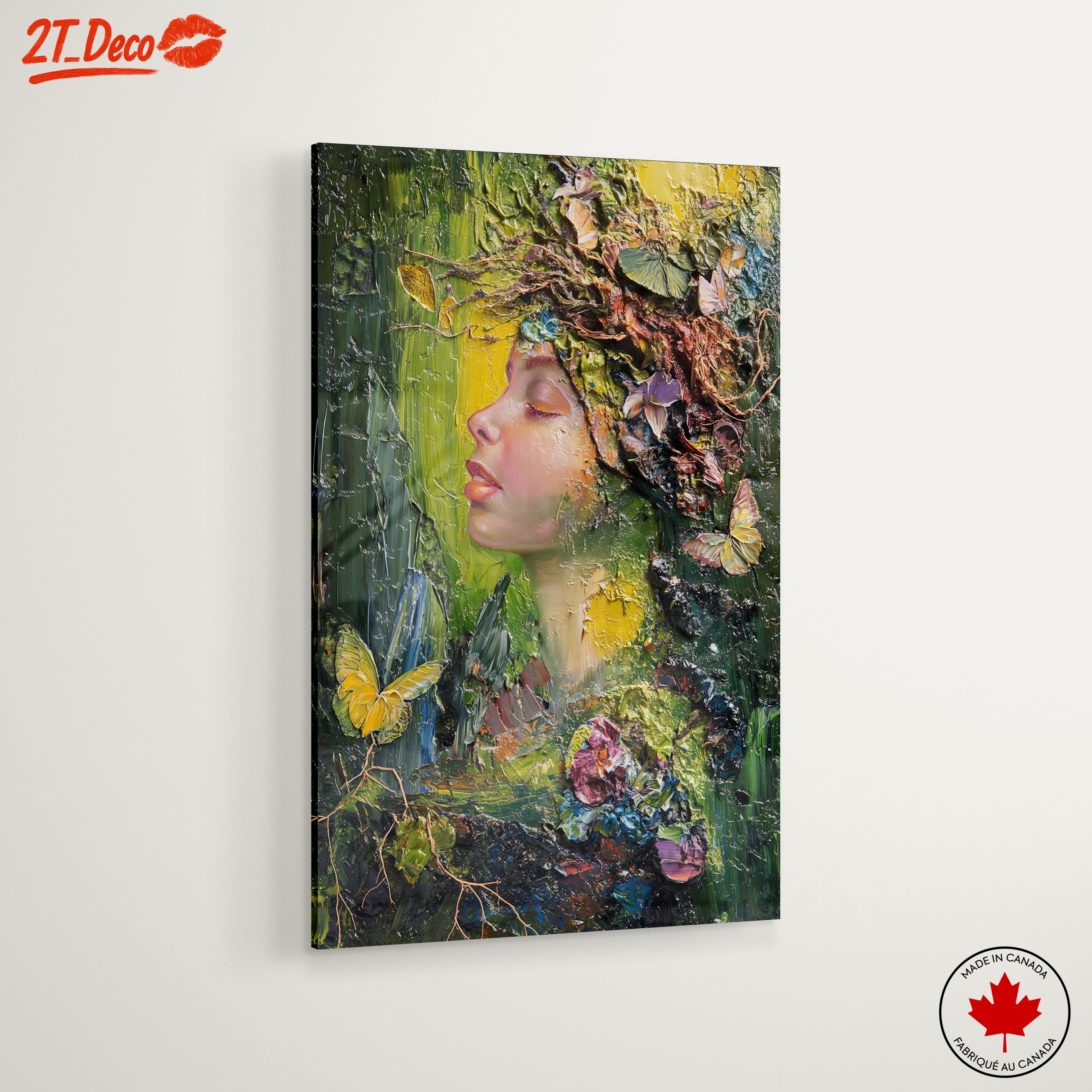 Nature Inspired Portrait Artwork with Butterflies and Flowers - Image 6