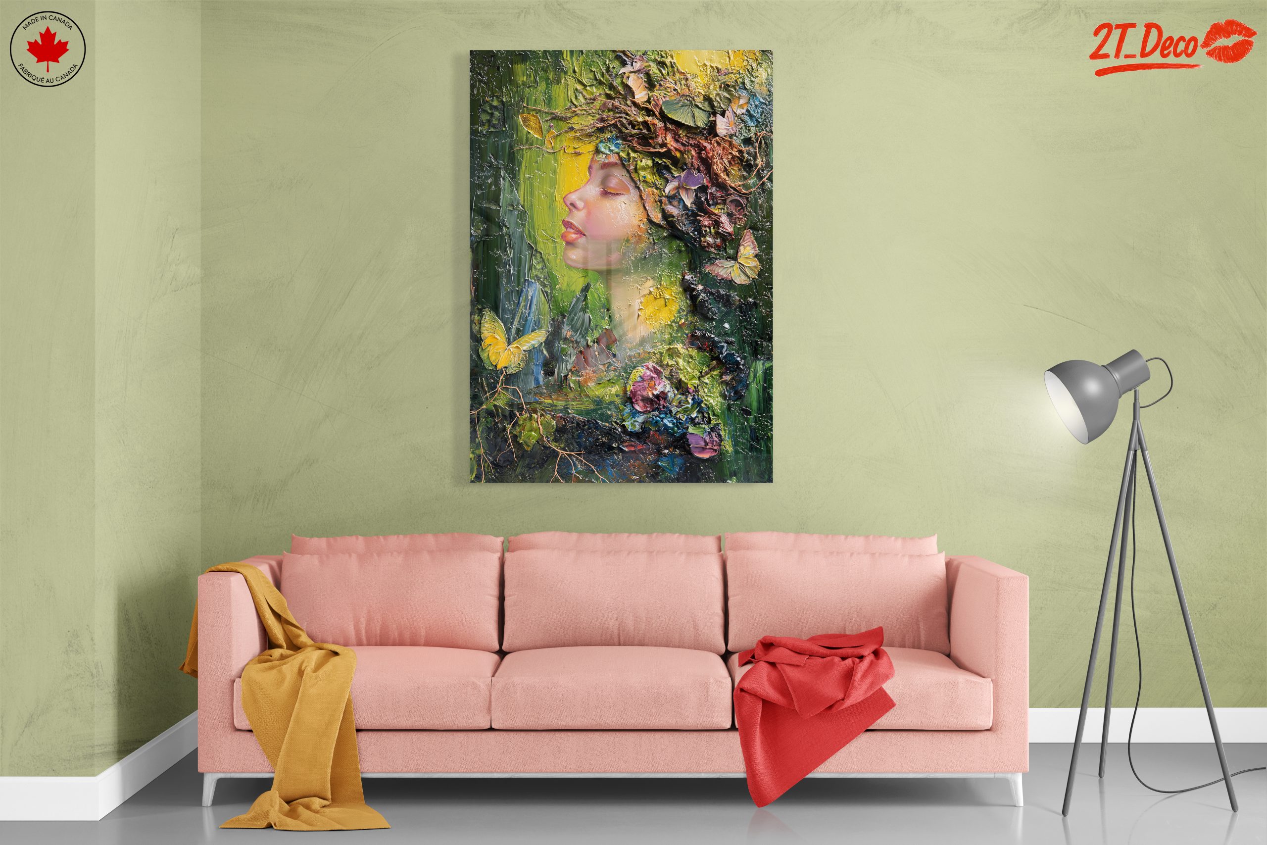 Nature Inspired Portrait Artwork with Butterflies and Flowers - Image 7
