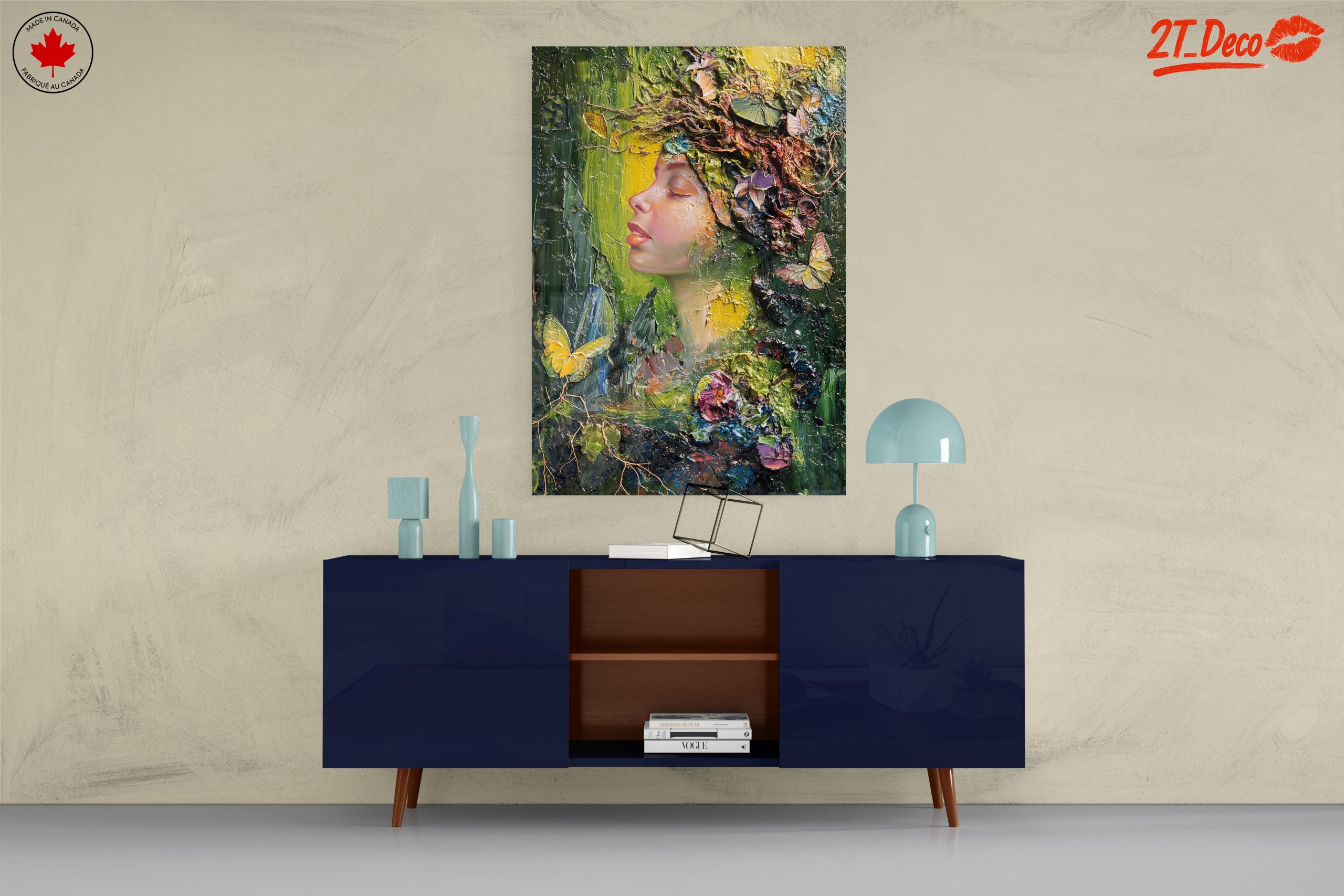 Nature Inspired Portrait Artwork with Butterflies and Flowers - Image 8
