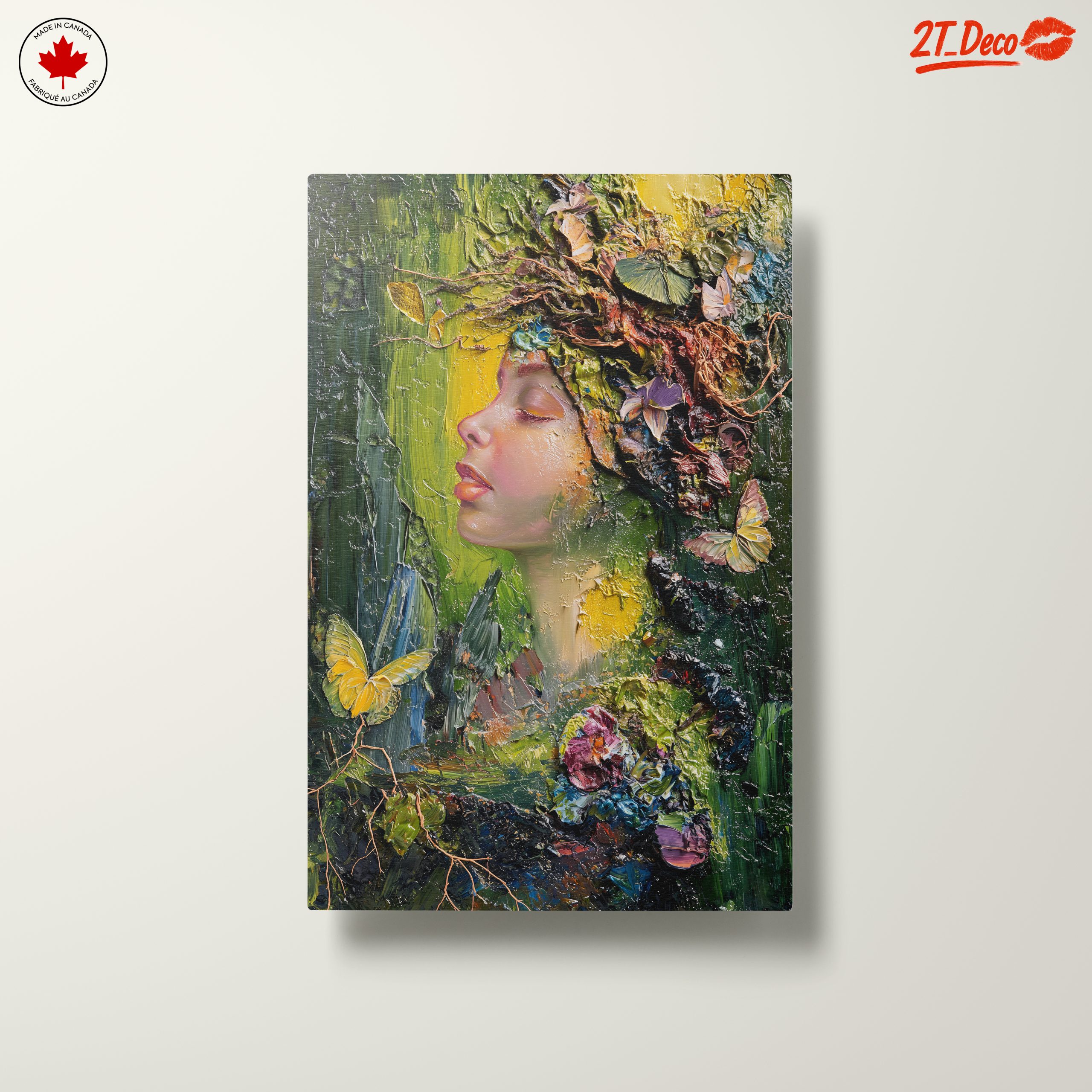 Nature Inspired Portrait Artwork with Butterflies and Flowers - Image 10