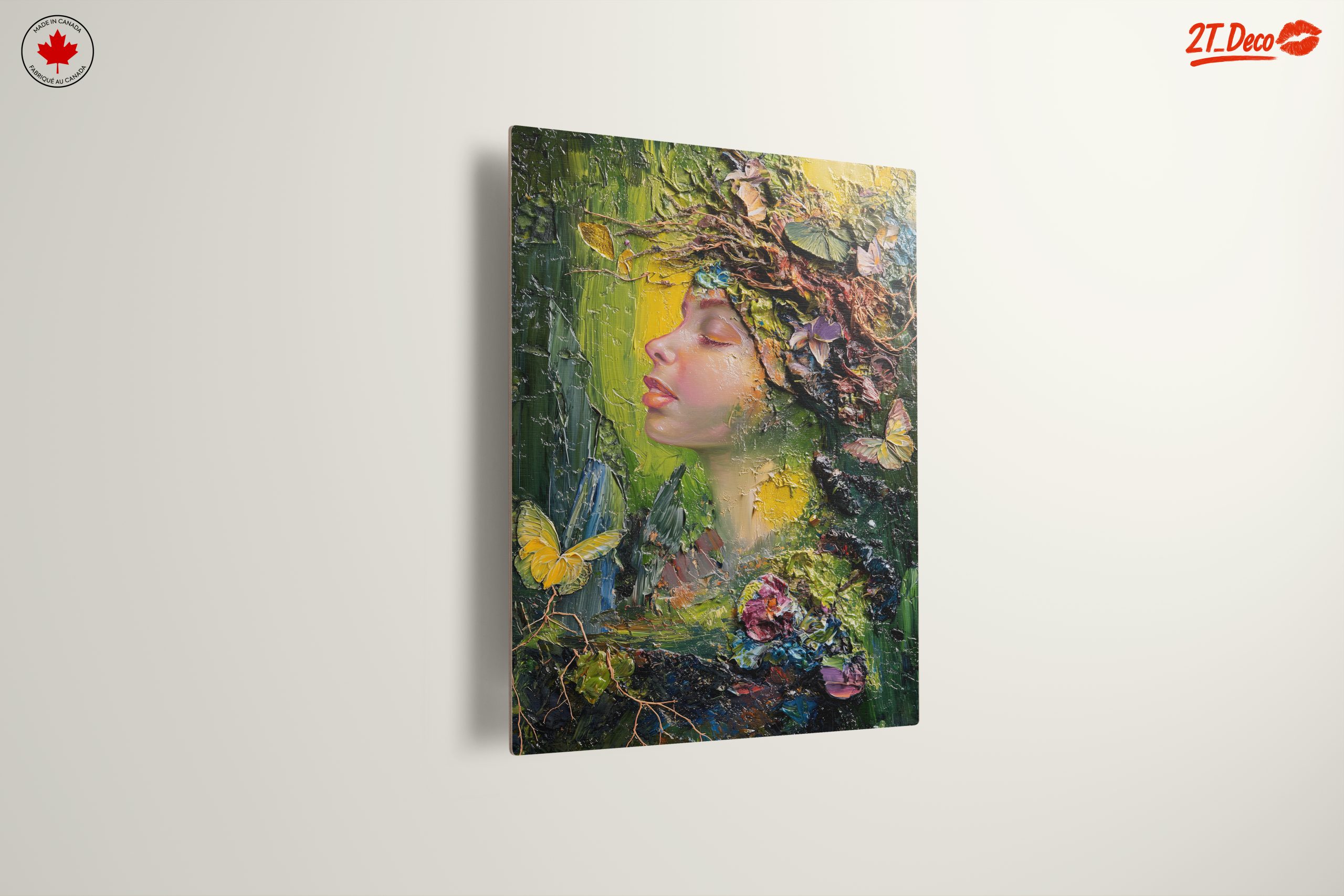 Nature Inspired Portrait Artwork with Butterflies and Flowers - Image 13