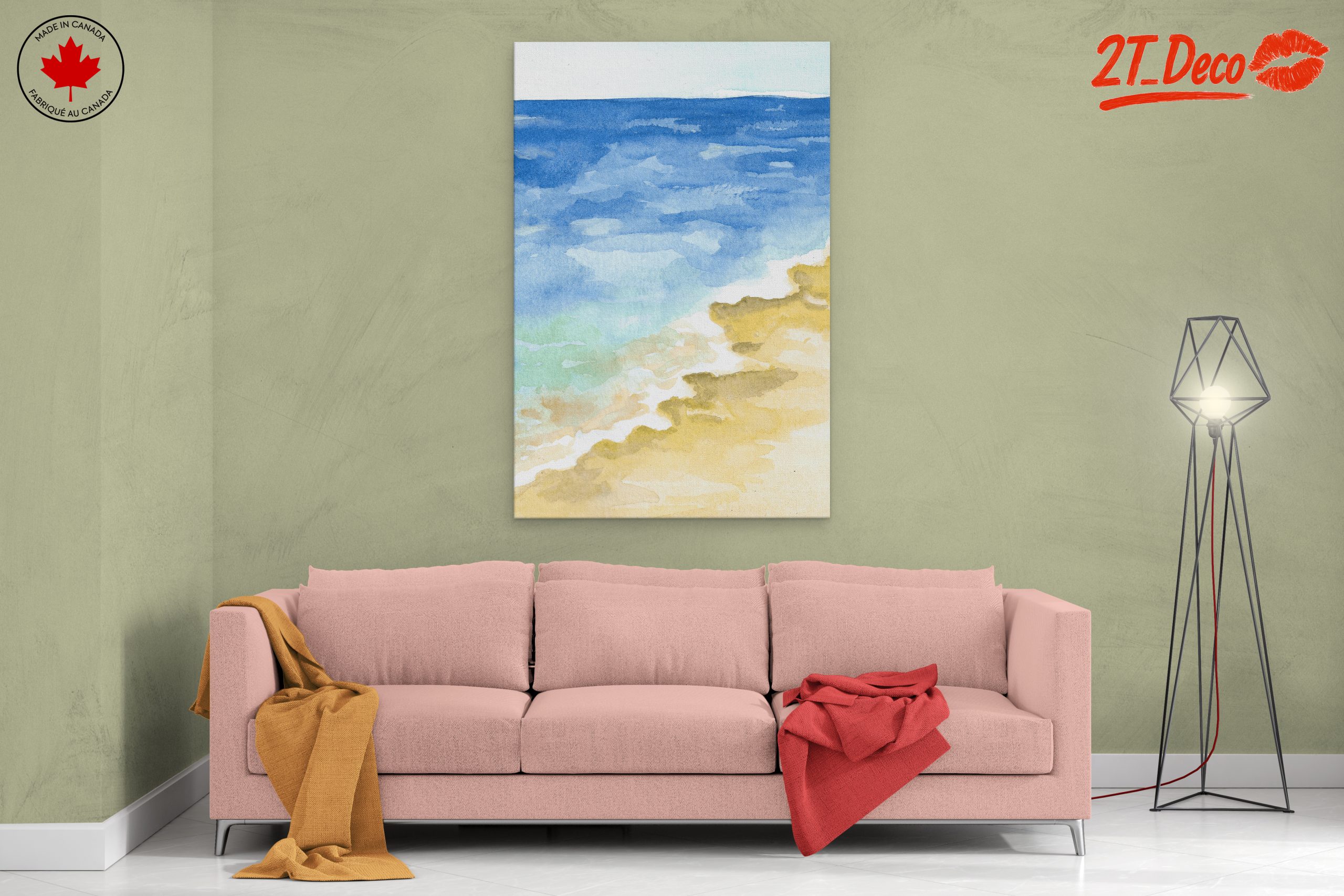 Tranquil Beach Watercolor Scene - Image 2