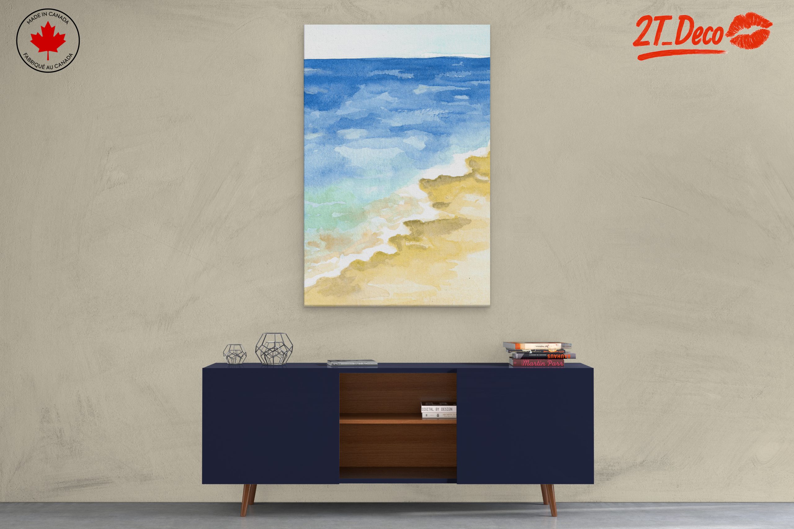 Tranquil Beach Watercolor Scene - Image 3