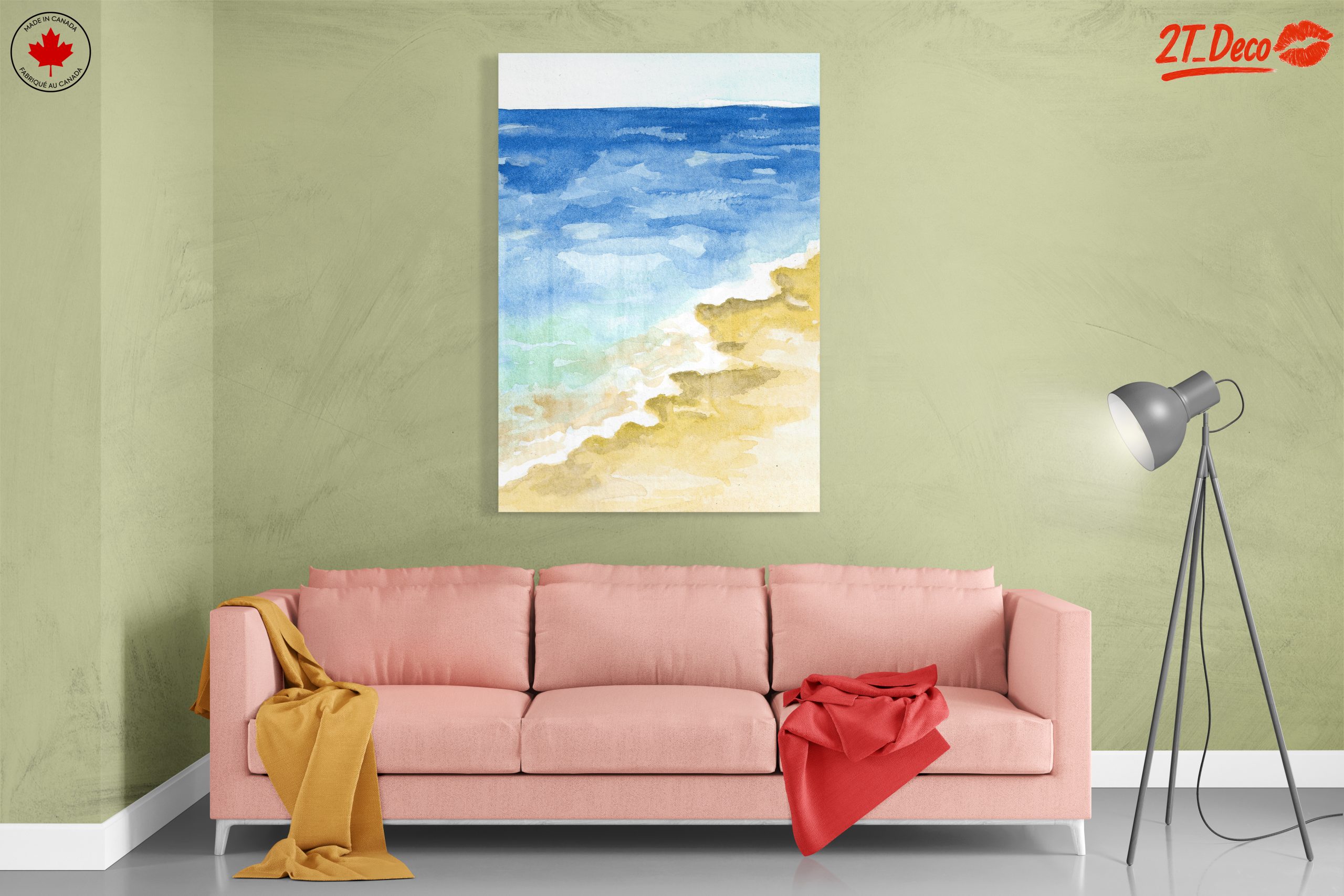 Tranquil Beach Watercolor Scene - Image 7