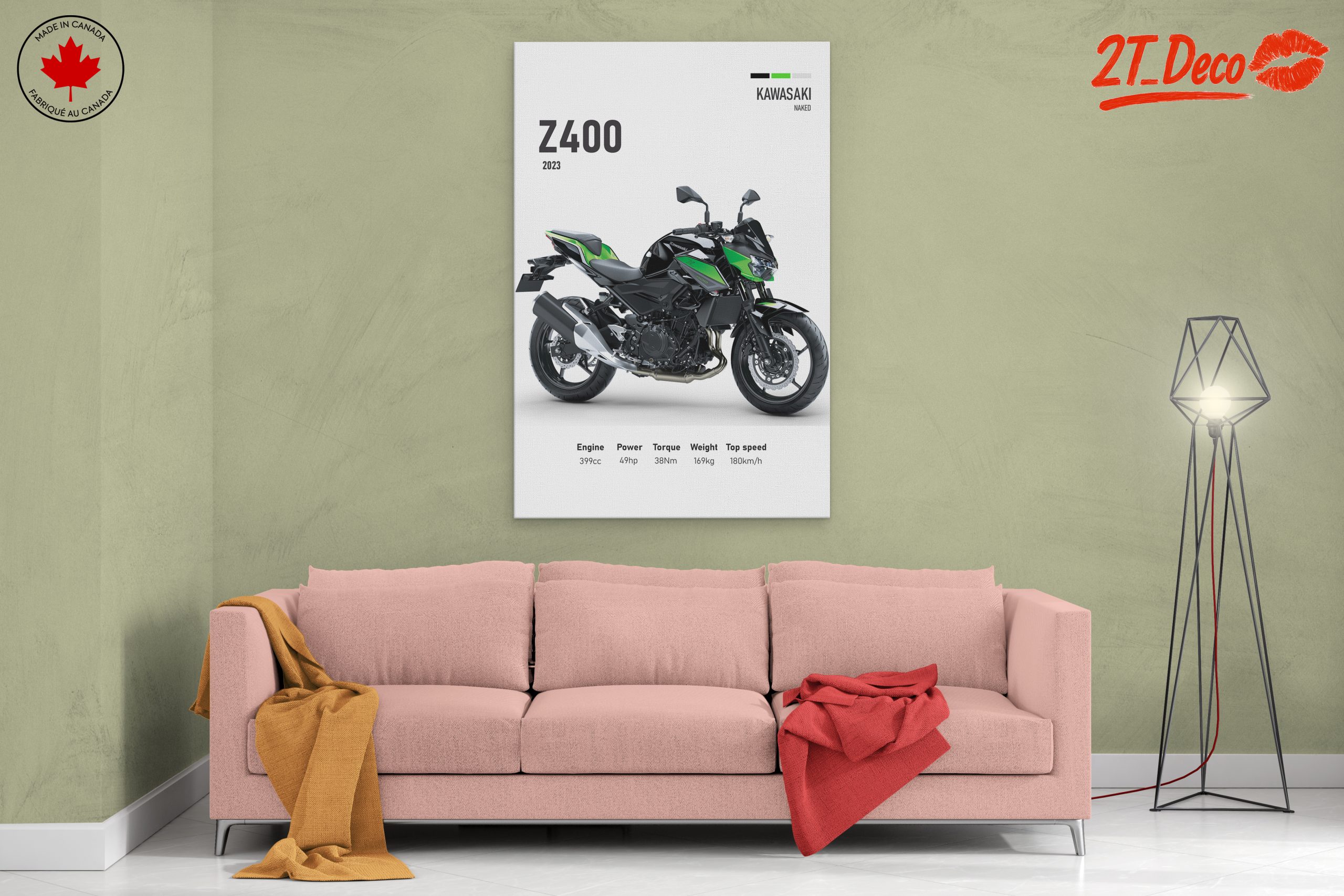 Kawasaki Z400 Motorcycle Art - Image 2
