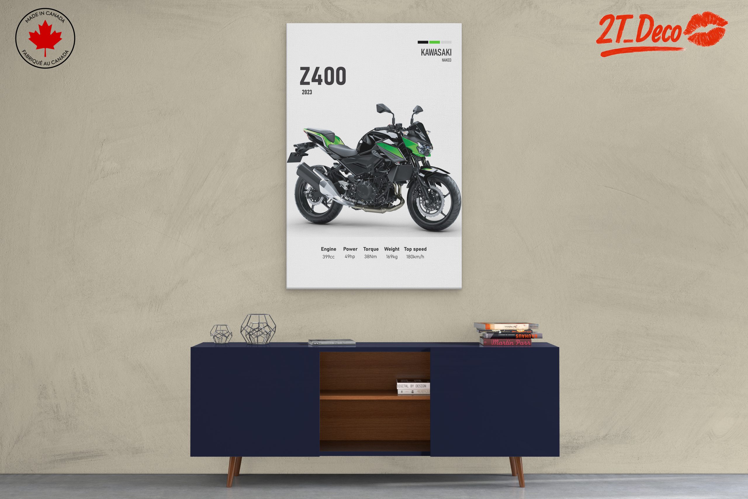 Kawasaki Z400 Motorcycle Art - Image 3