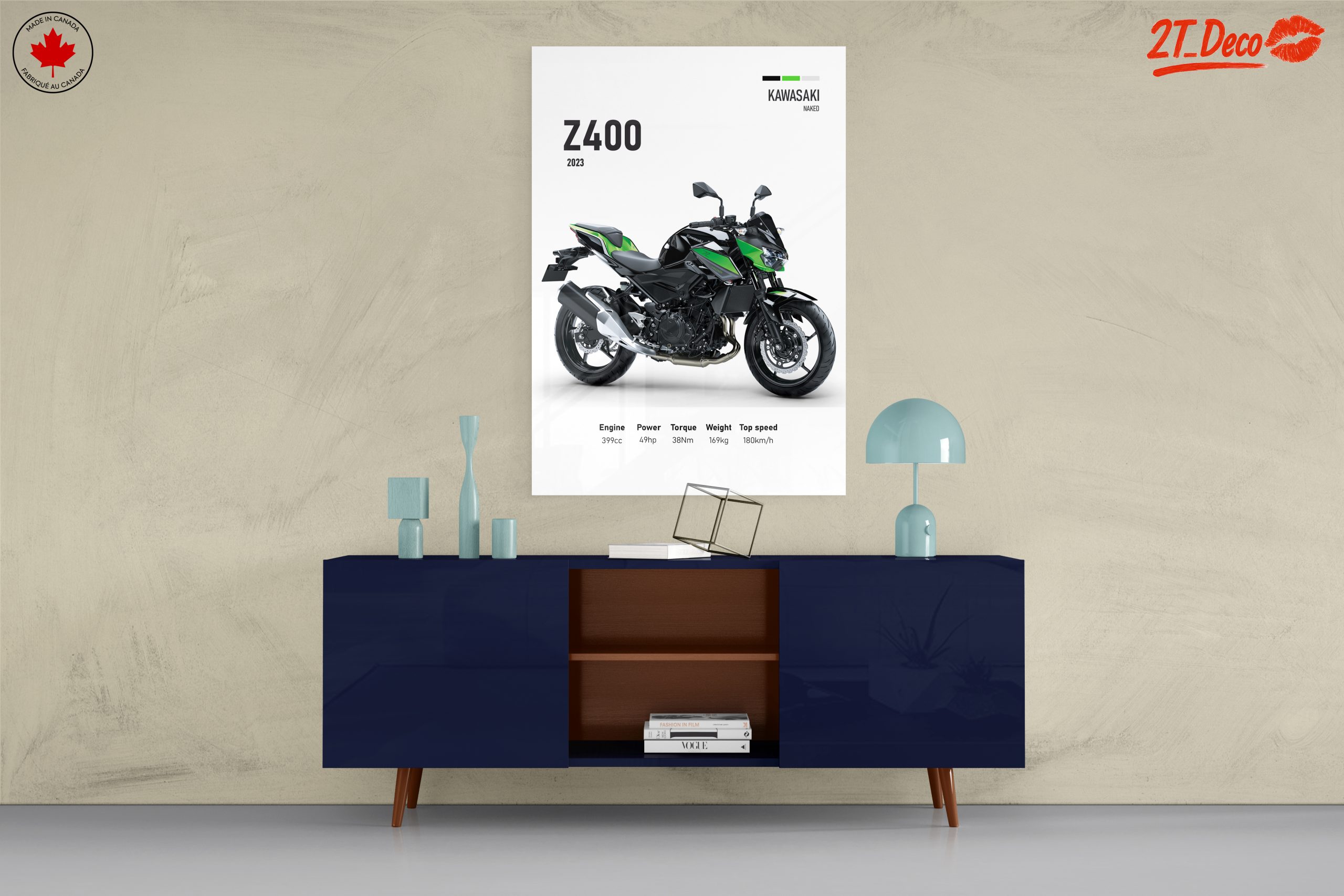 Kawasaki Z400 Motorcycle Art - Image 8