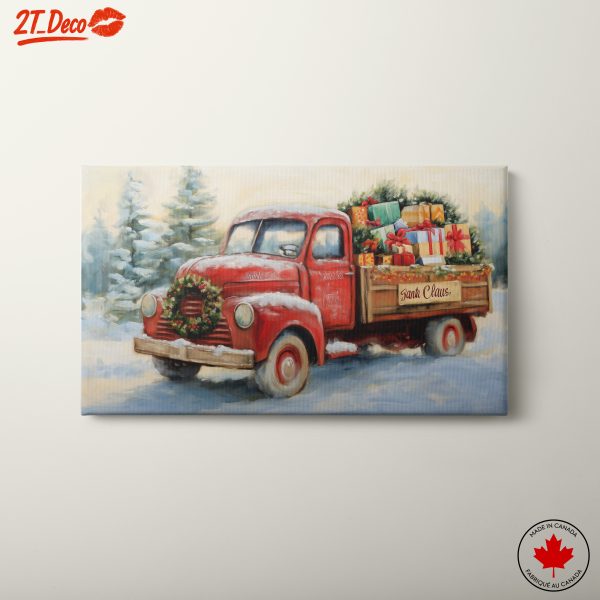 Vintage Red Truck with Christmas Gifts
