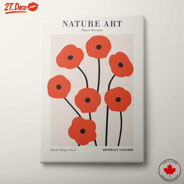 Stylized Red Floral Abstract Art