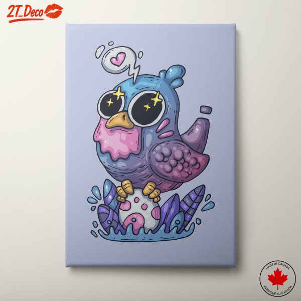 Whimsical Bird Illustration with Colorful Details