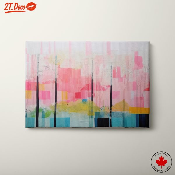 Modern Abstract Landscape with Pink Hues