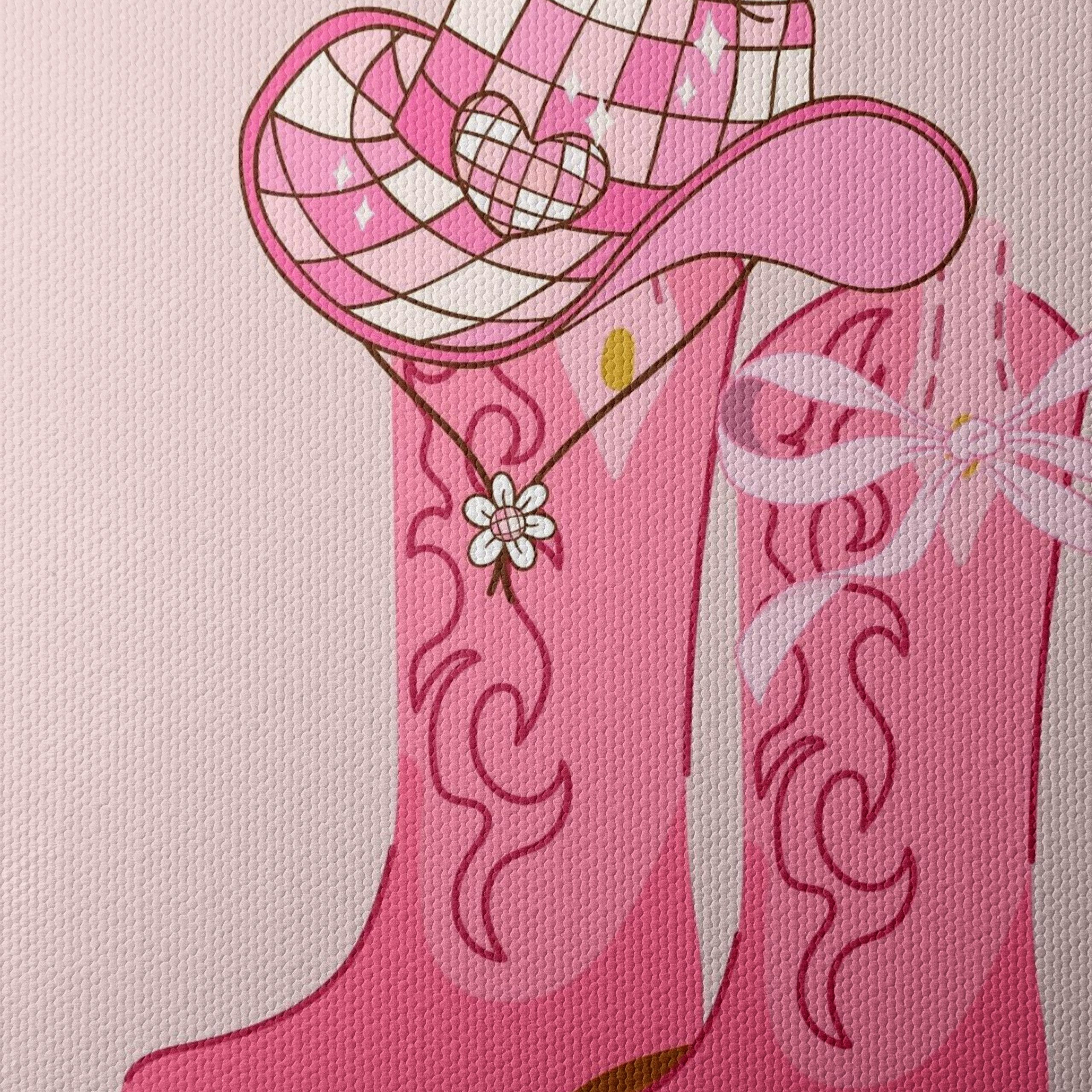 Stylish Pink Cowboy Boots and Hat Art - Image 4