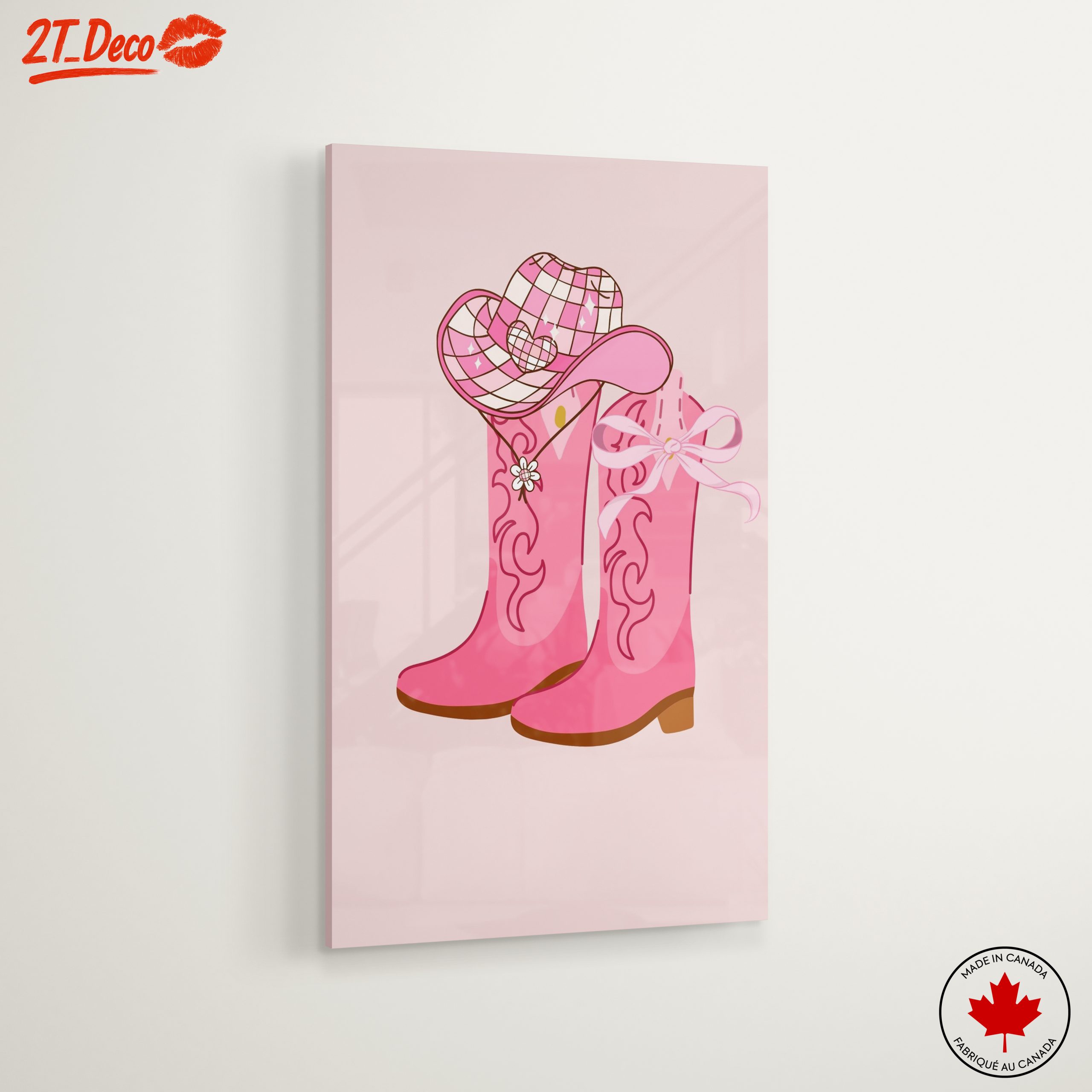 Stylish Pink Cowboy Boots and Hat Art - Image 6