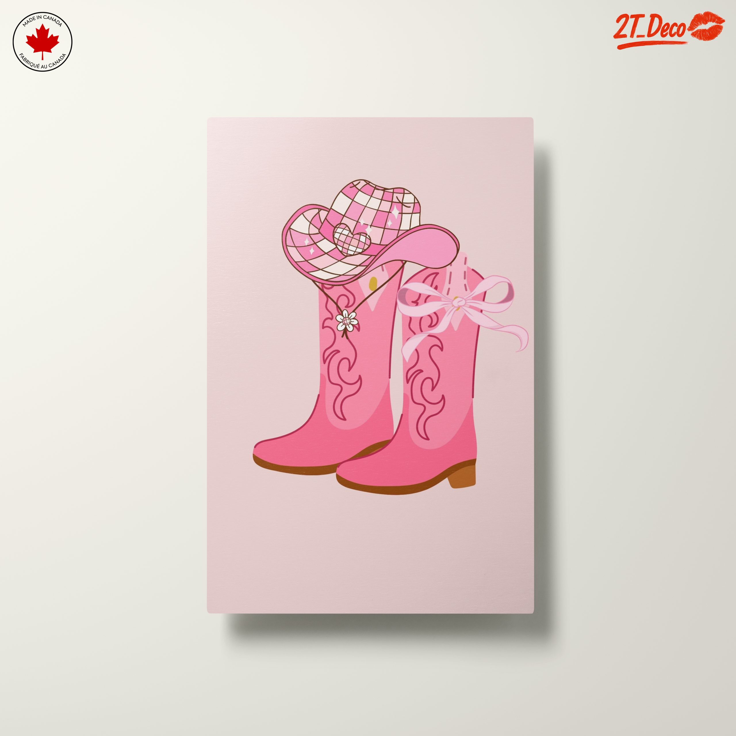 Stylish Pink Cowboy Boots and Hat Art - Image 10