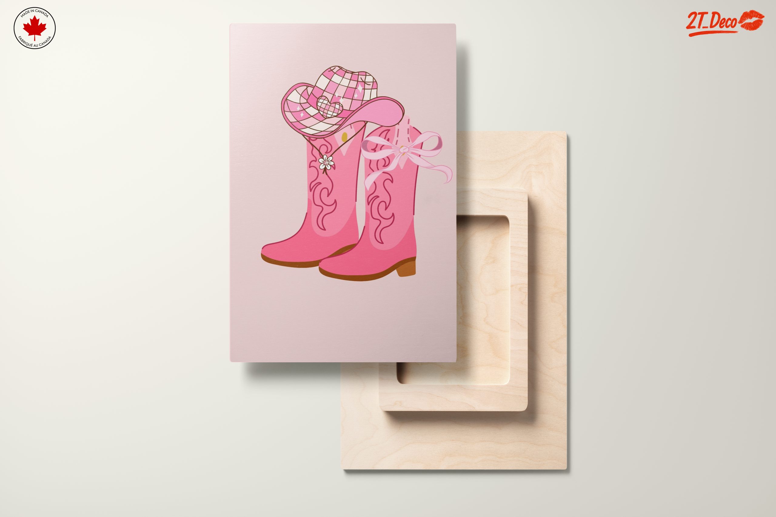 Stylish Pink Cowboy Boots and Hat Art - Image 11