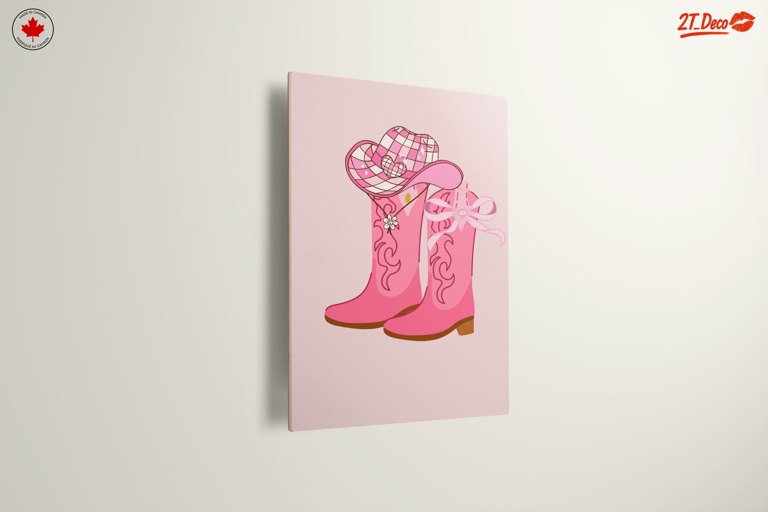 Stylish Pink Cowboy Boots and Hat Art - Image 13