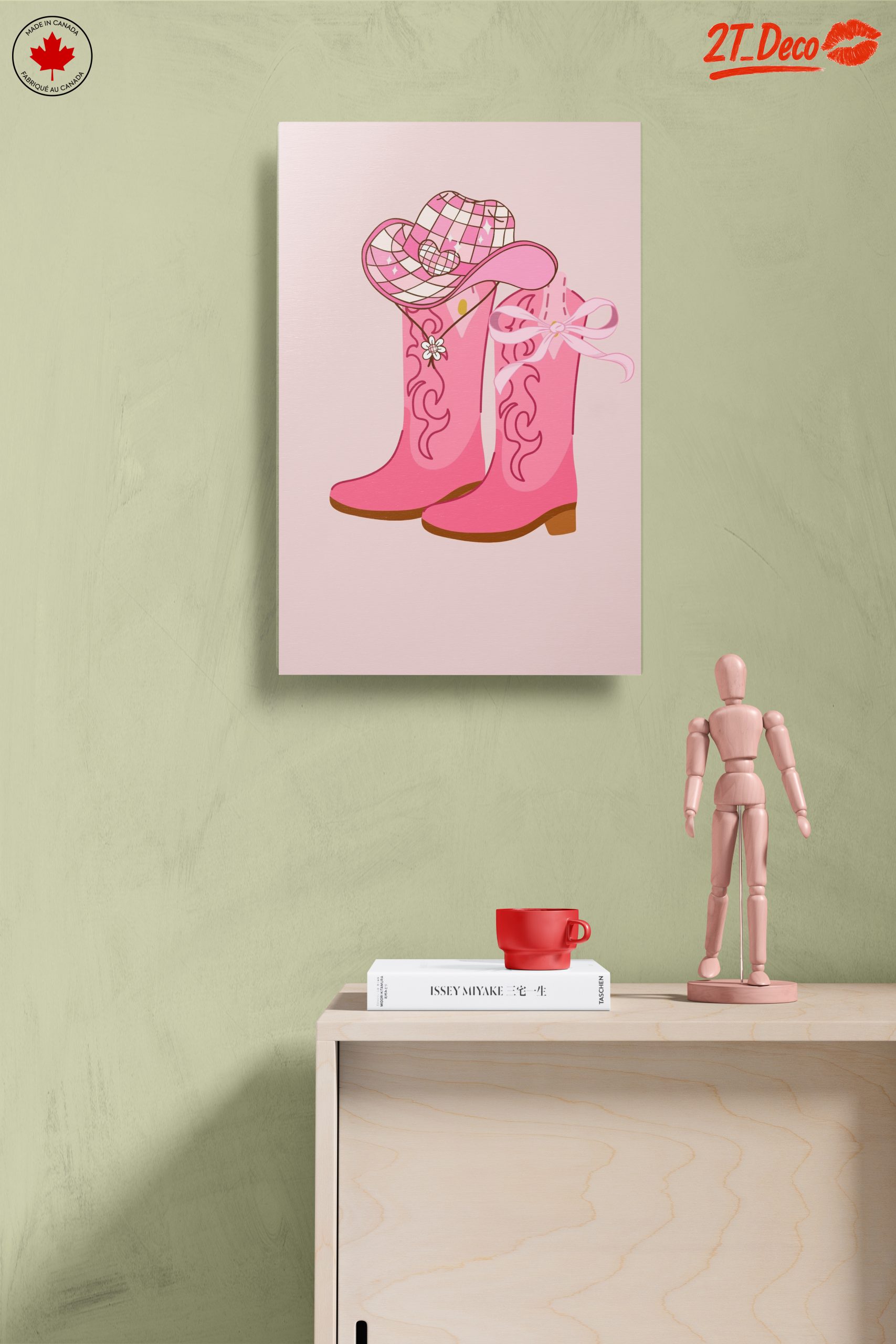 Stylish Pink Cowboy Boots and Hat Art - Image 14