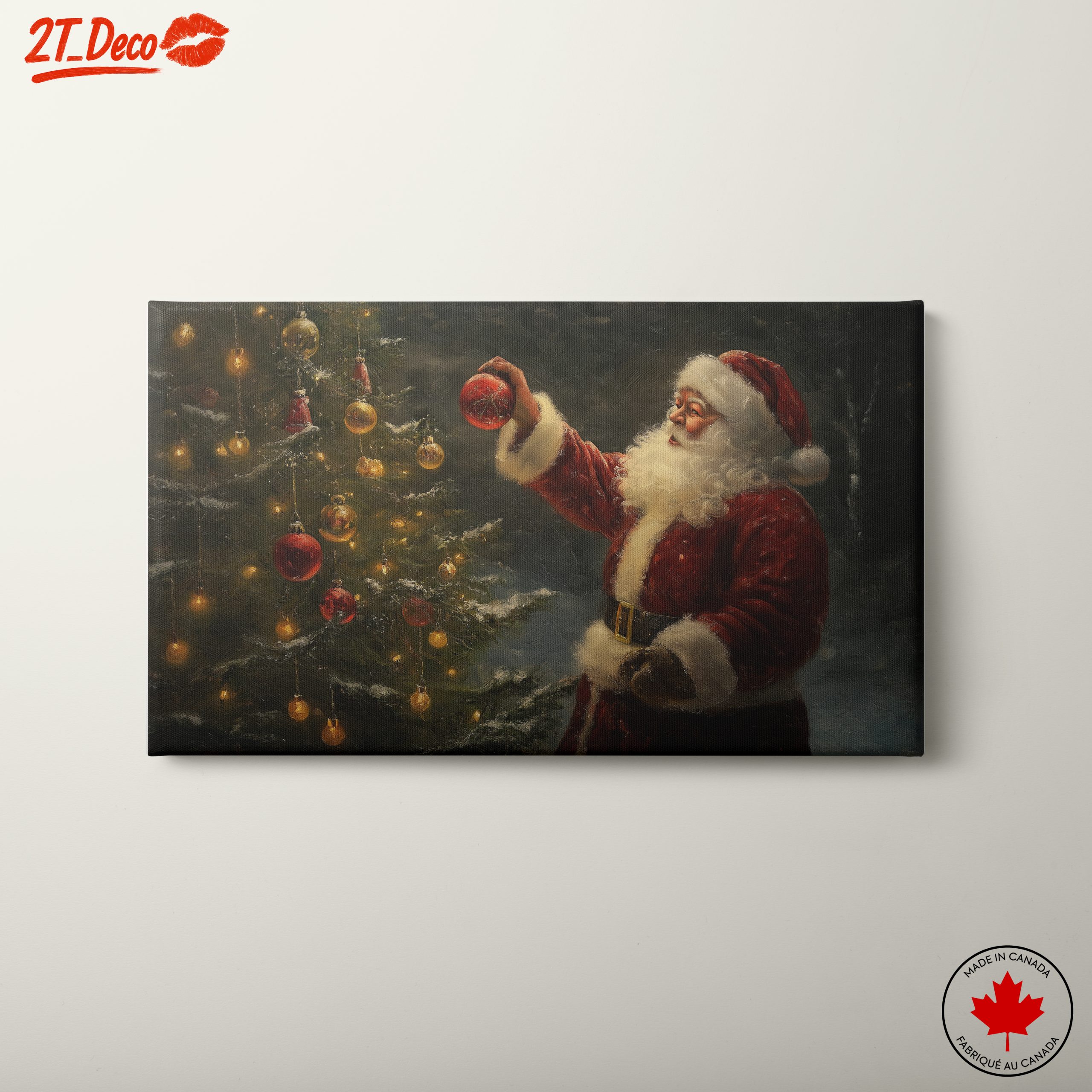 Santa Claus Decorating Christmas Tree