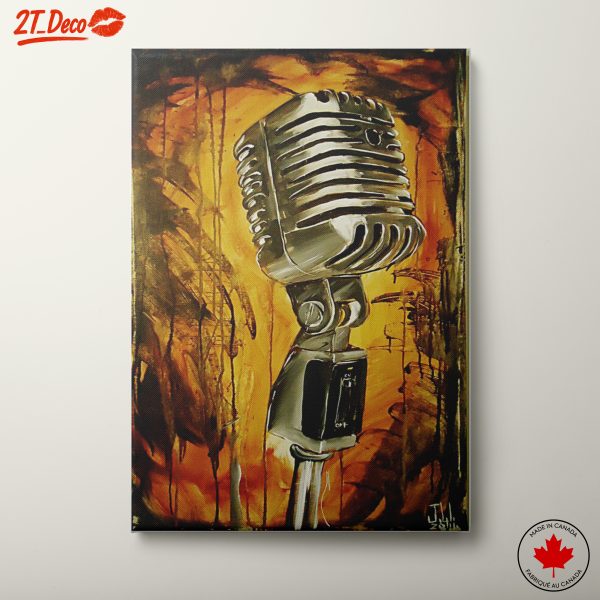 Vintage Microphone Artwork with Bold Colors