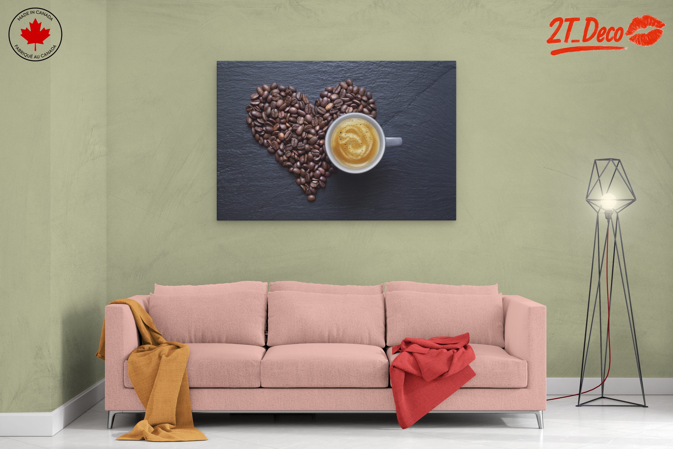 Coffee Cup Surrounded by Coffee Beans Art - Image 2
