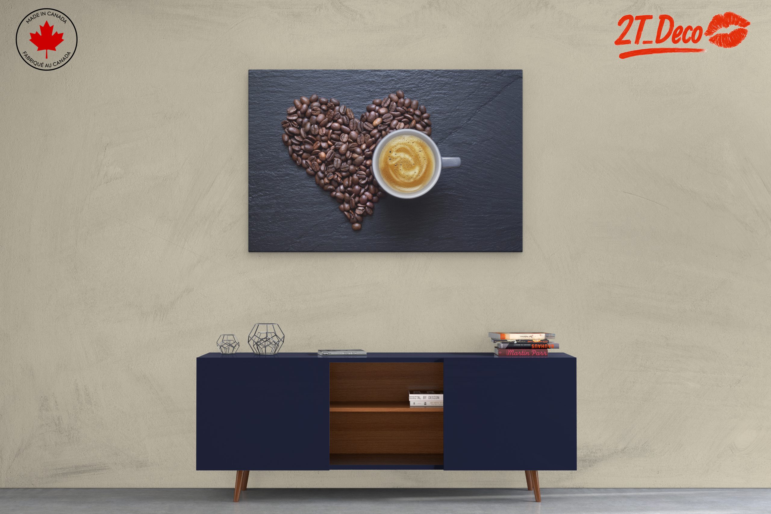Coffee Cup Surrounded by Coffee Beans Art - Image 3