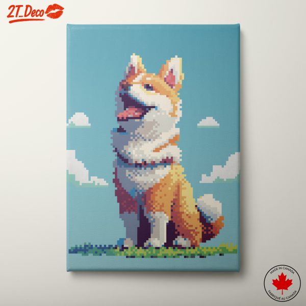 Cute Pixel Art Dog on a Sunny Day