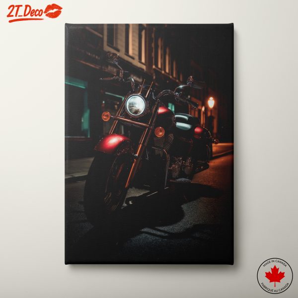 Red Motorcycle at Night in Urban Setting