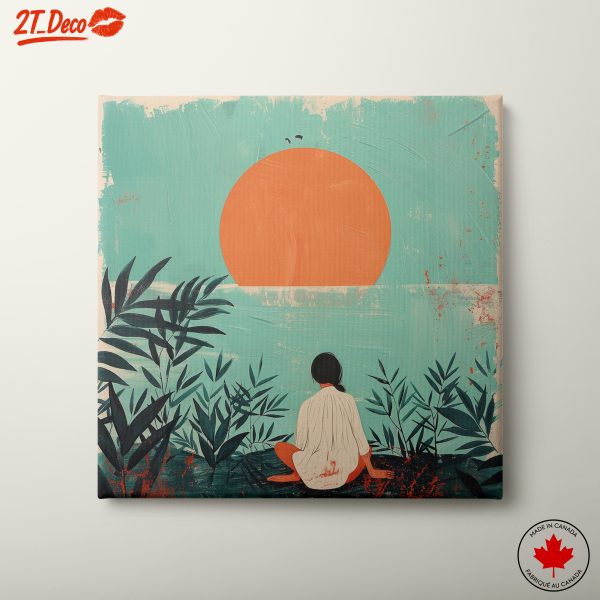 Serene Abstract Sunset with Figure