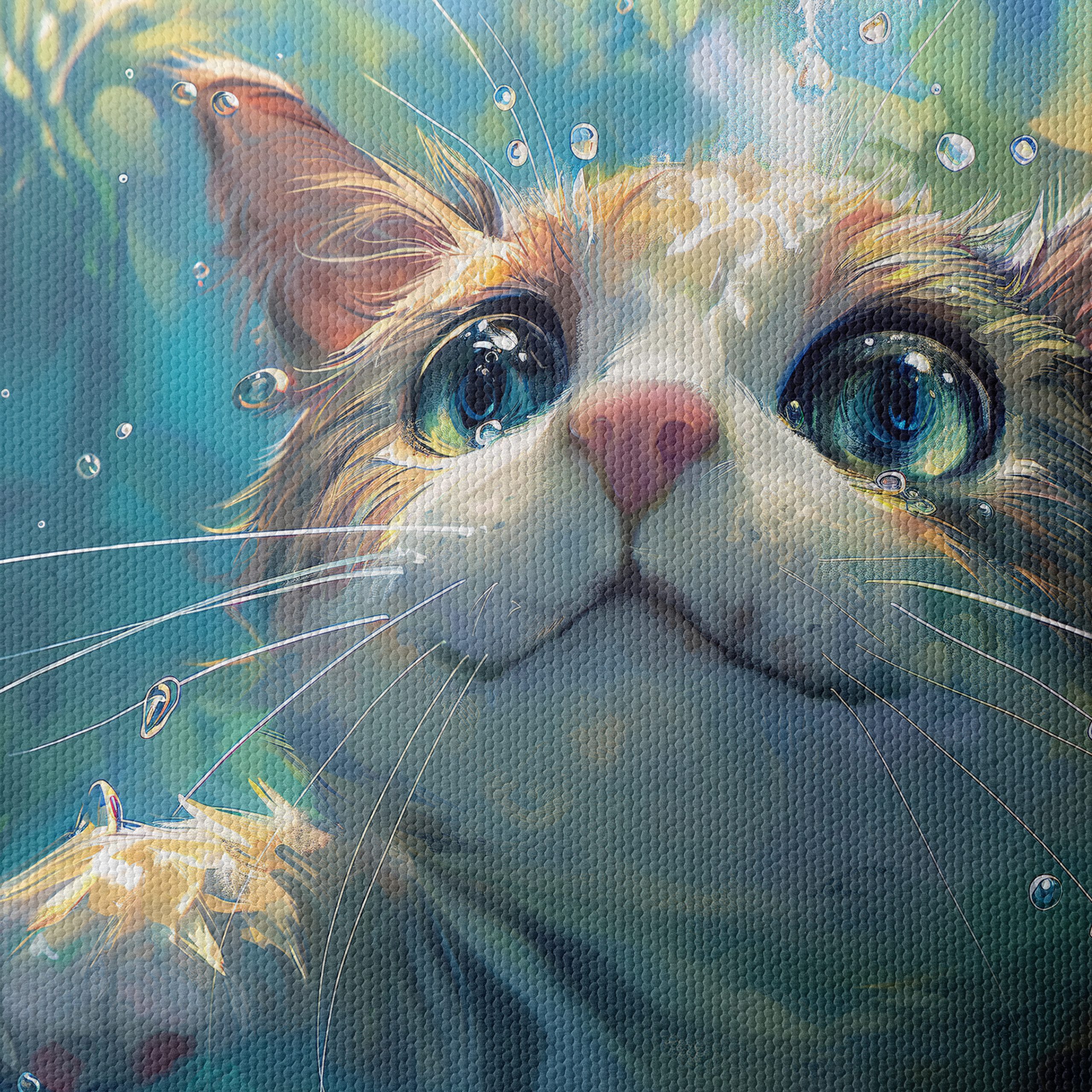 Cute Cat Swimming Underwater Art - Image 4