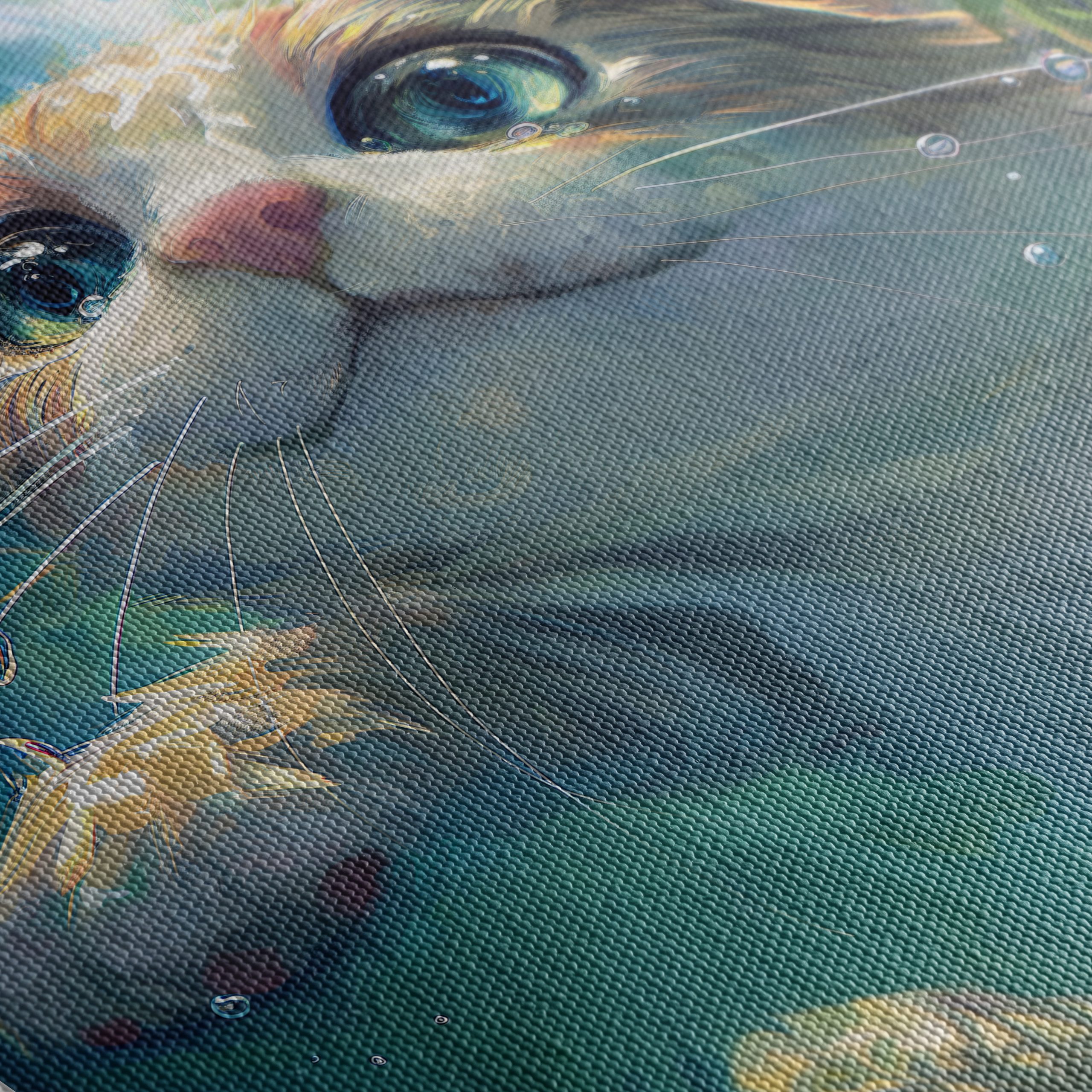 Cute Cat Swimming Underwater Art - Image 5