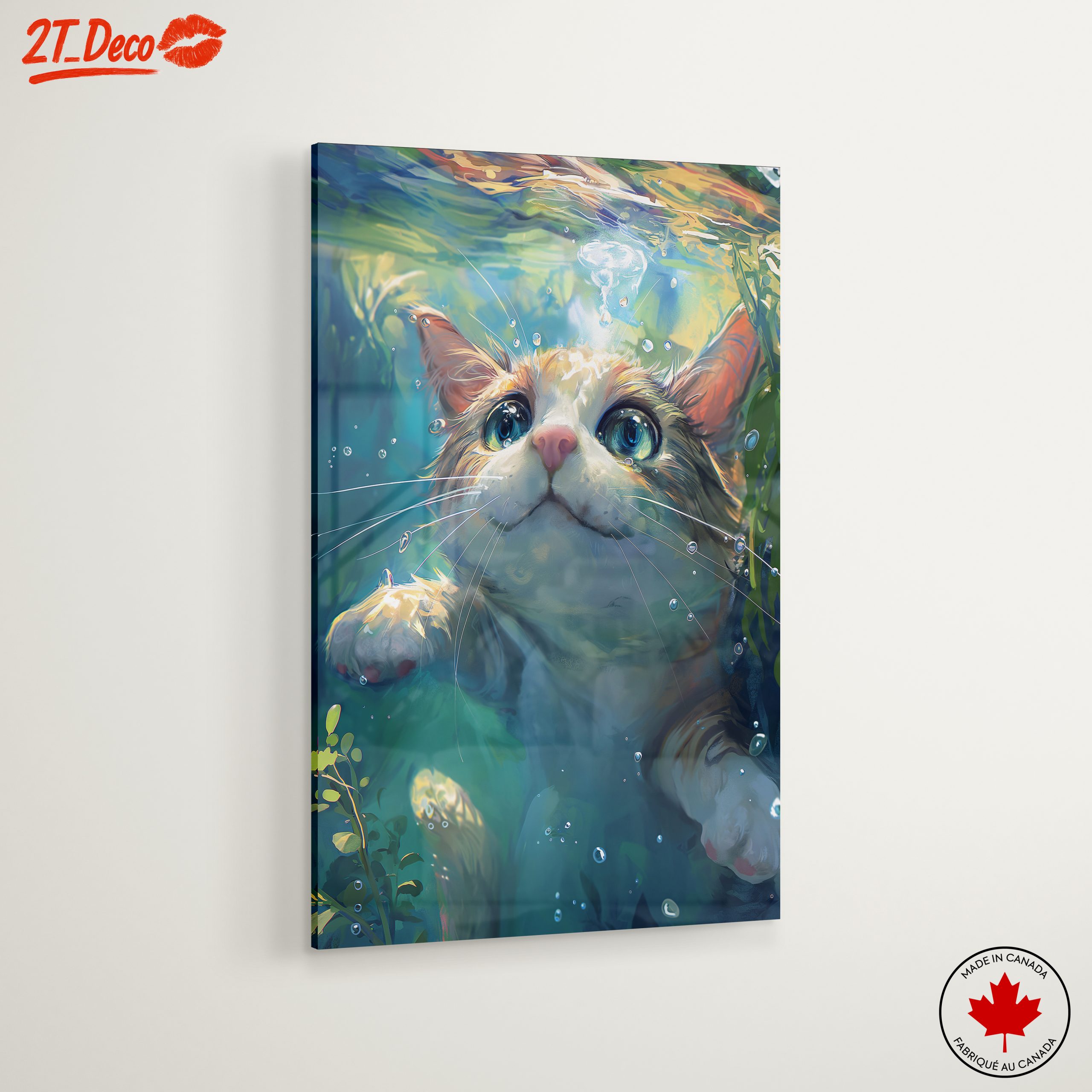 Cute Cat Swimming Underwater Art - Image 6