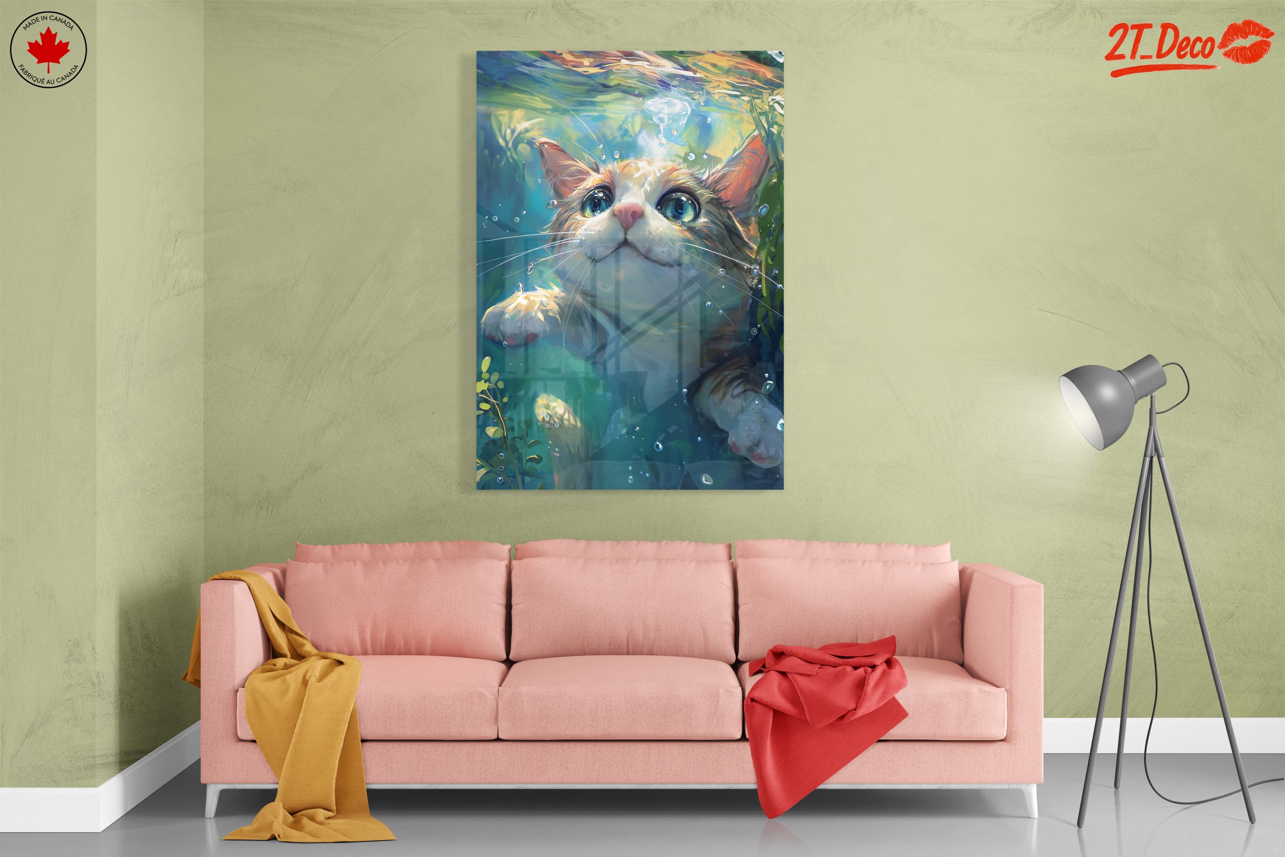 Cute Cat Swimming Underwater Art - Image 7