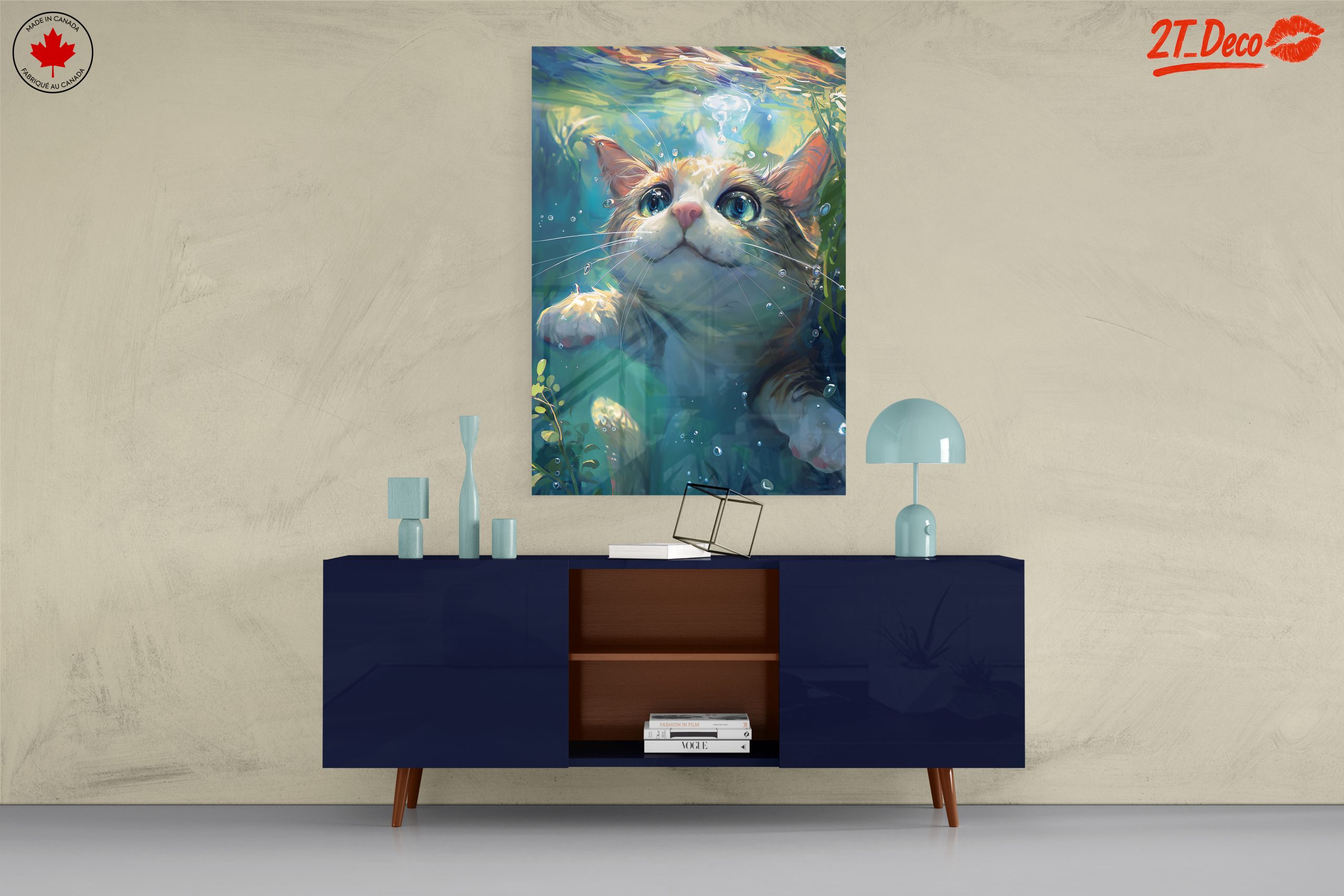 Cute Cat Swimming Underwater Art - Image 8