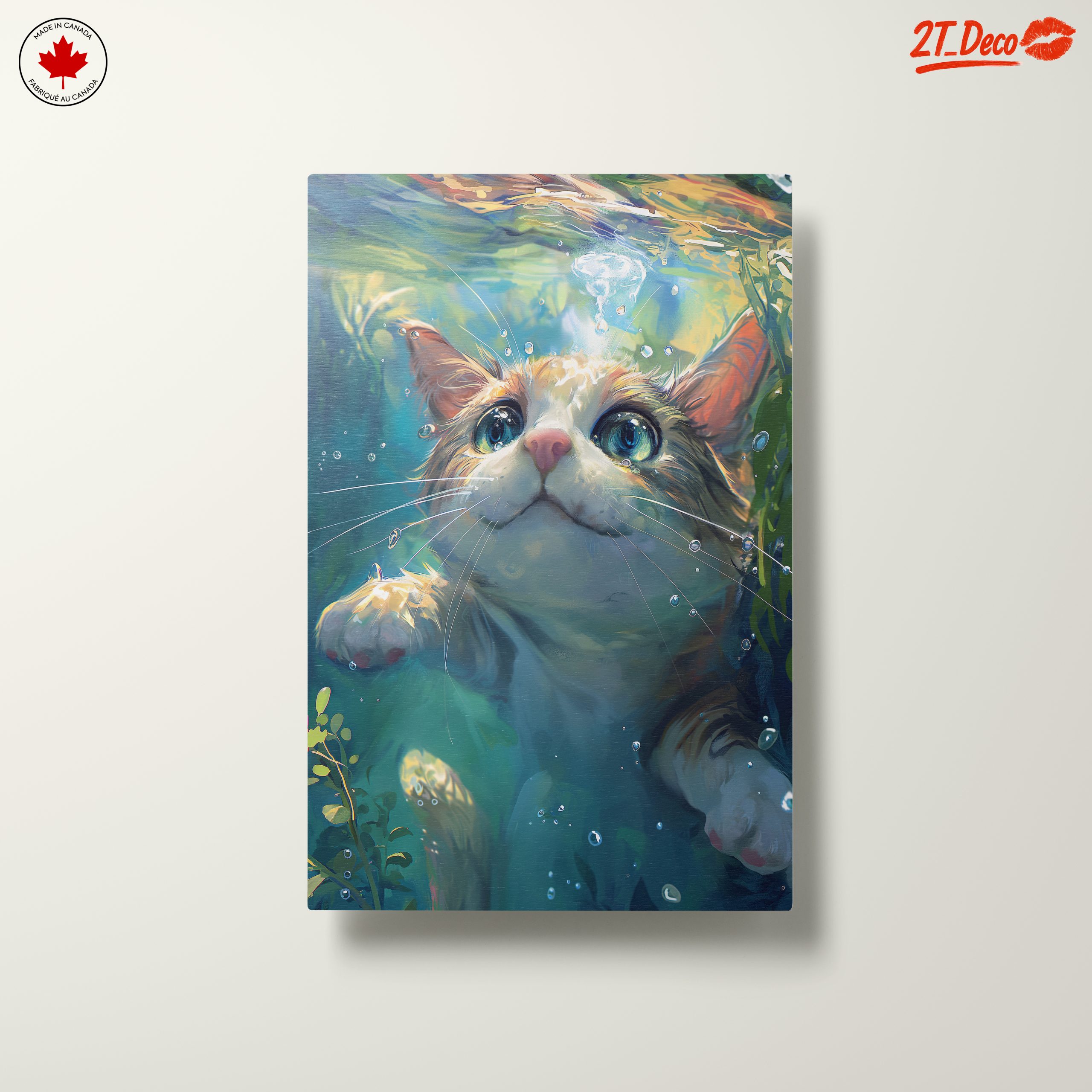 Cute Cat Swimming Underwater Art - Image 10