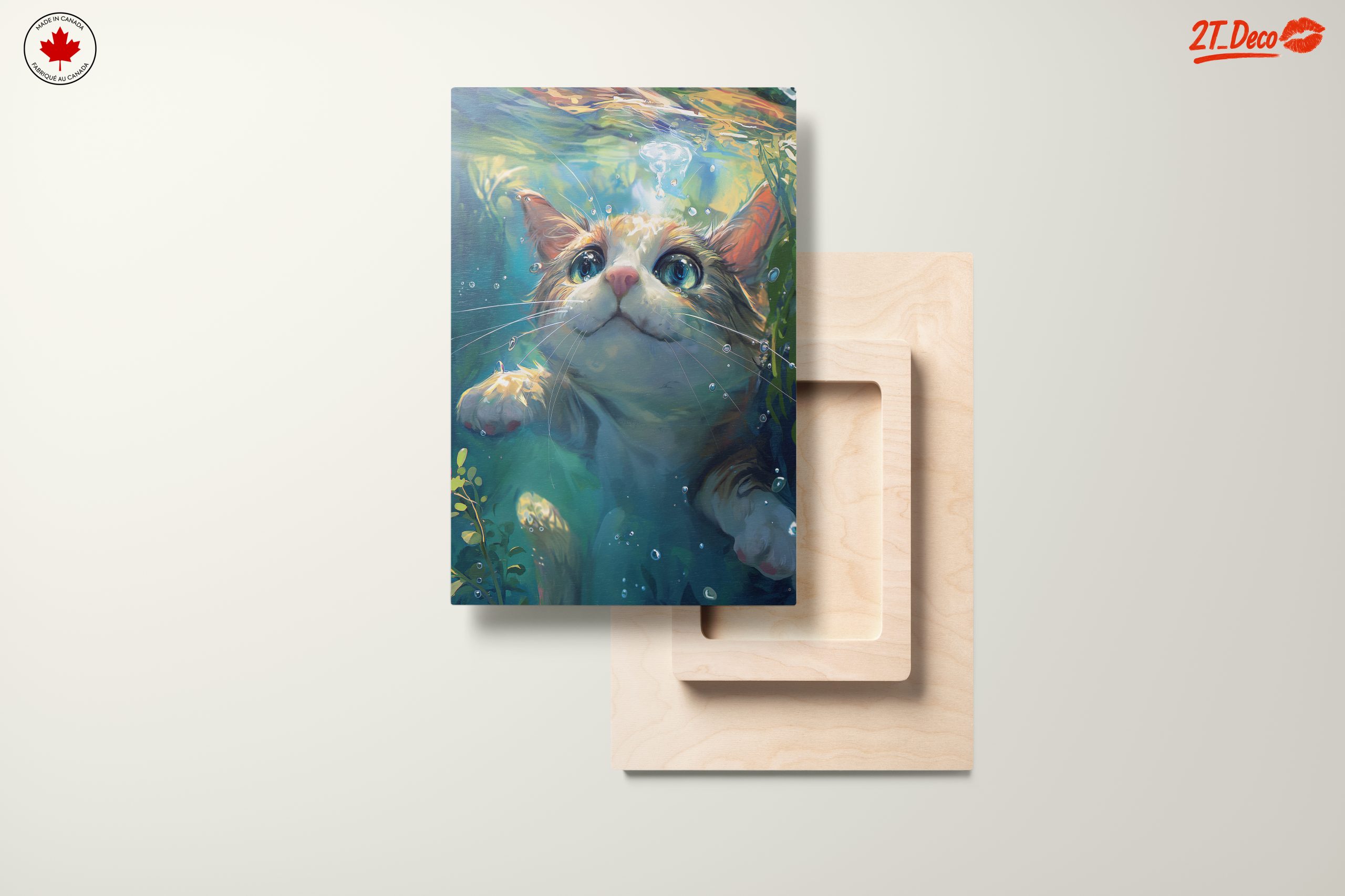 Cute Cat Swimming Underwater Art - Image 11