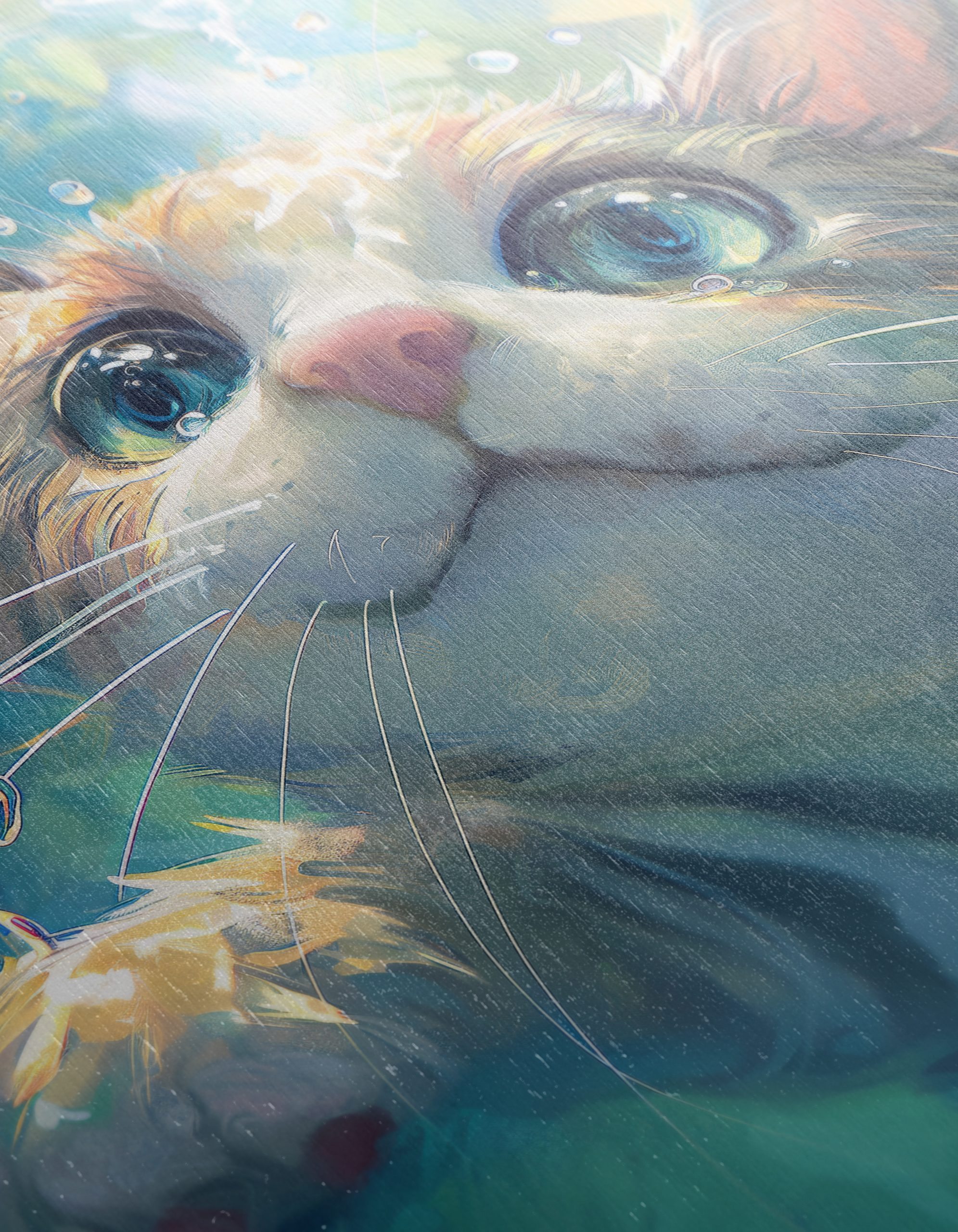 Cute Cat Swimming Underwater Art - Image 12