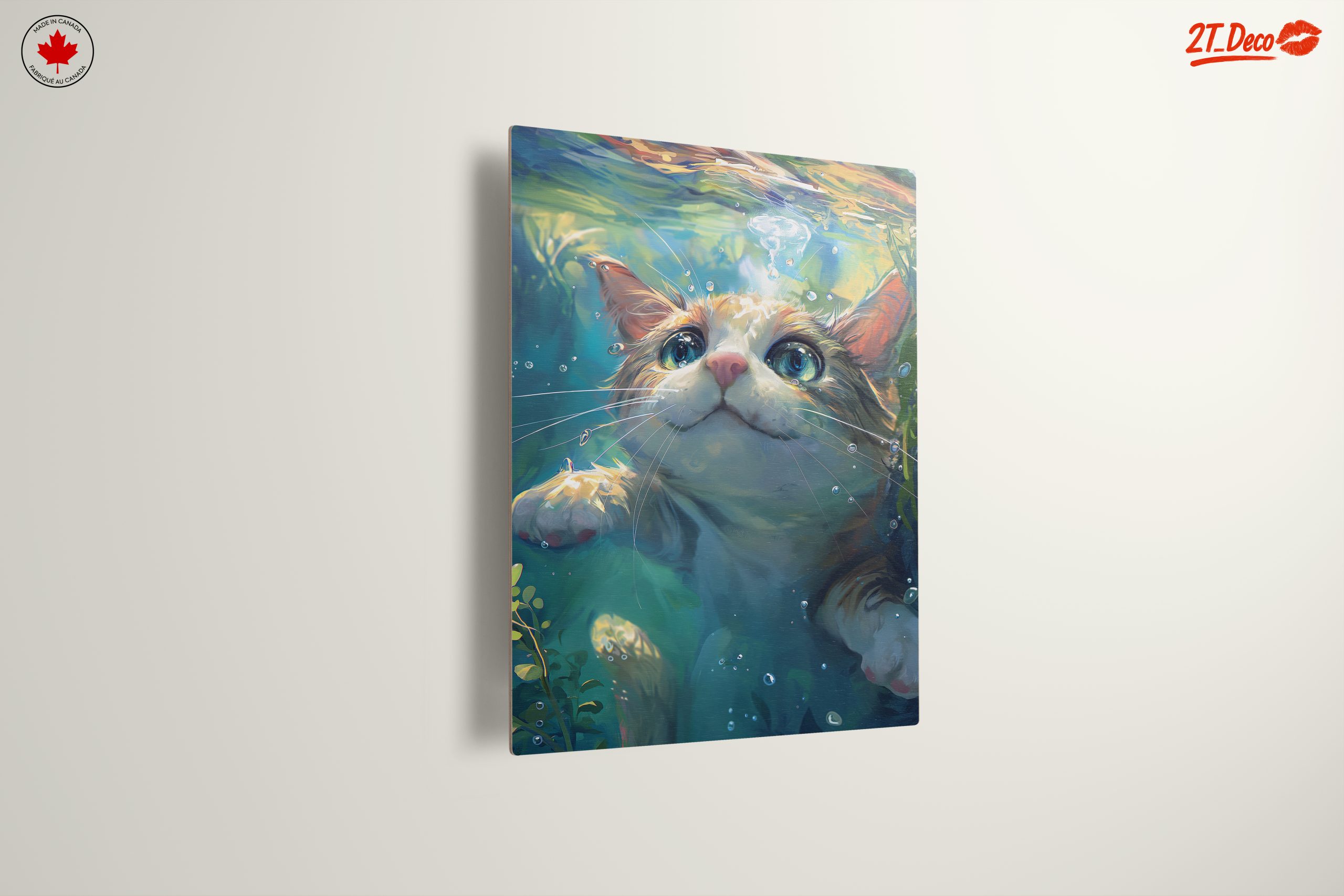 Cute Cat Swimming Underwater Art - Image 13