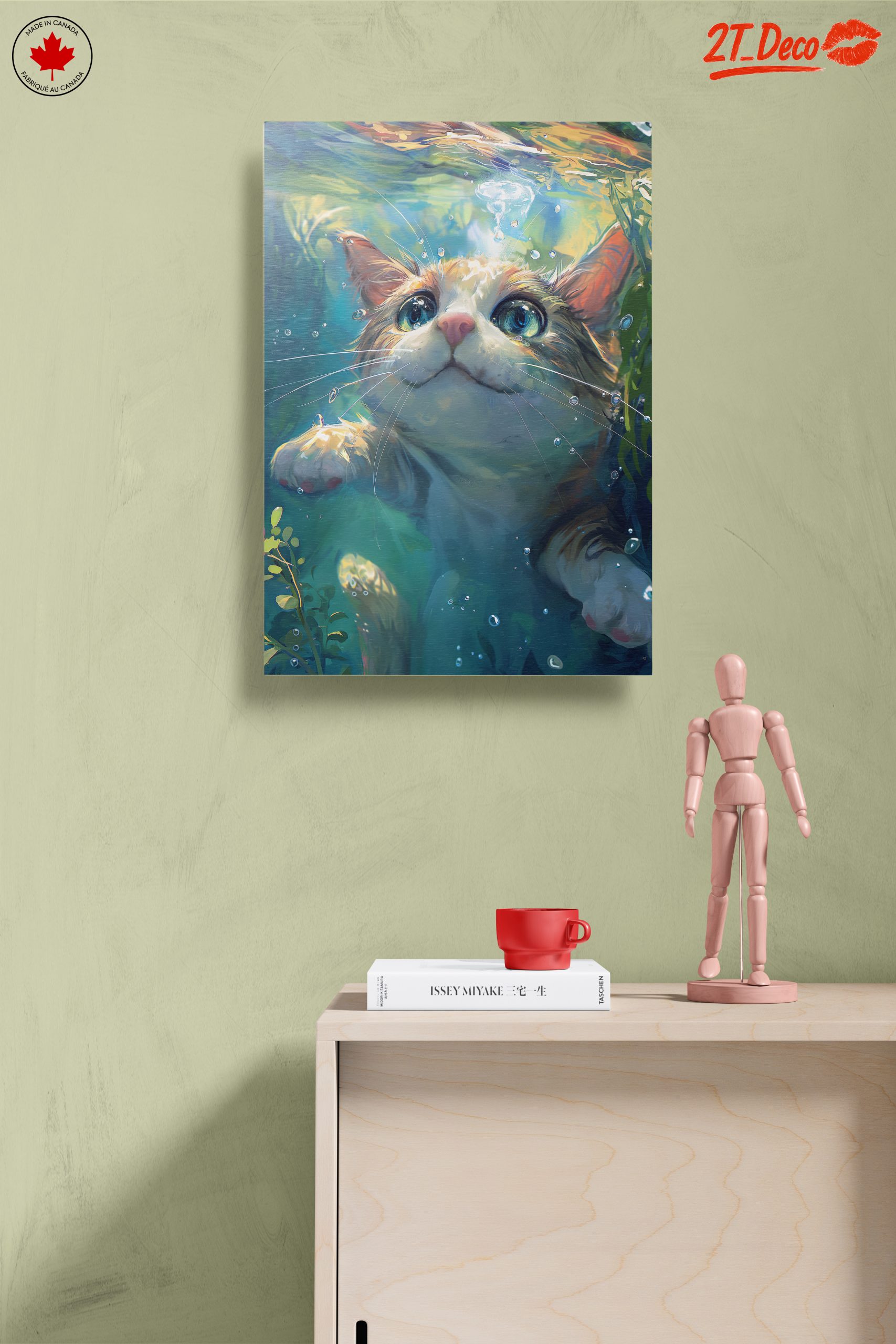 Cute Cat Swimming Underwater Art - Image 14
