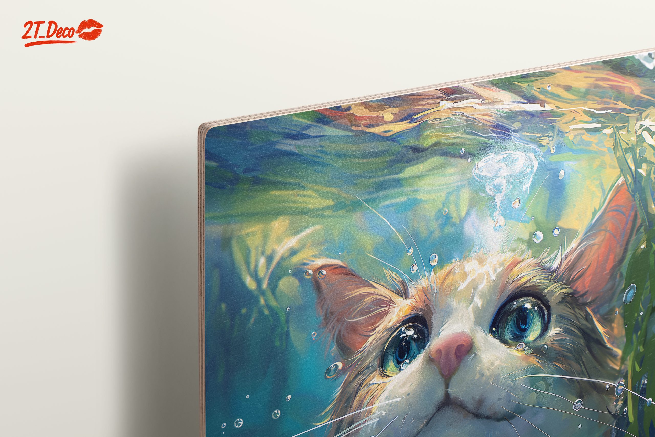 Cute Cat Swimming Underwater Art - Image 15