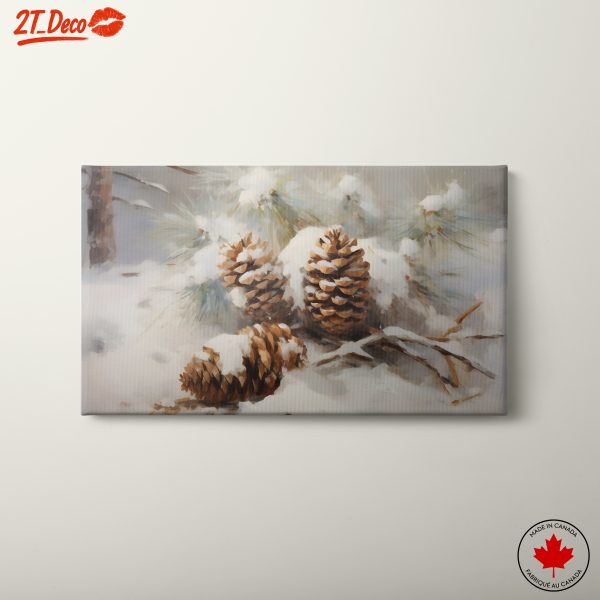 Snowy Pine Cones in Winter Landscape